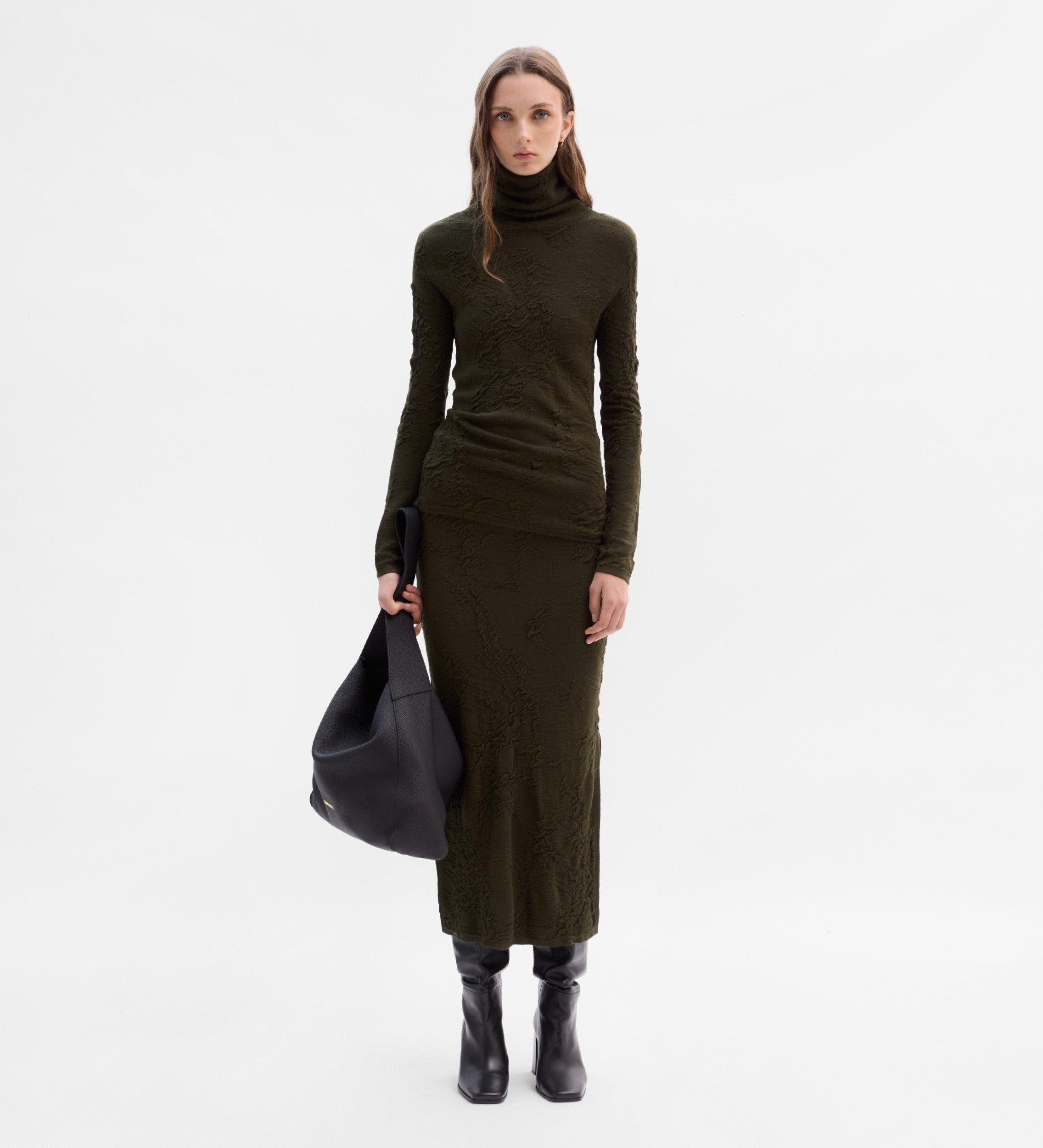 Textured turtleneck sweater