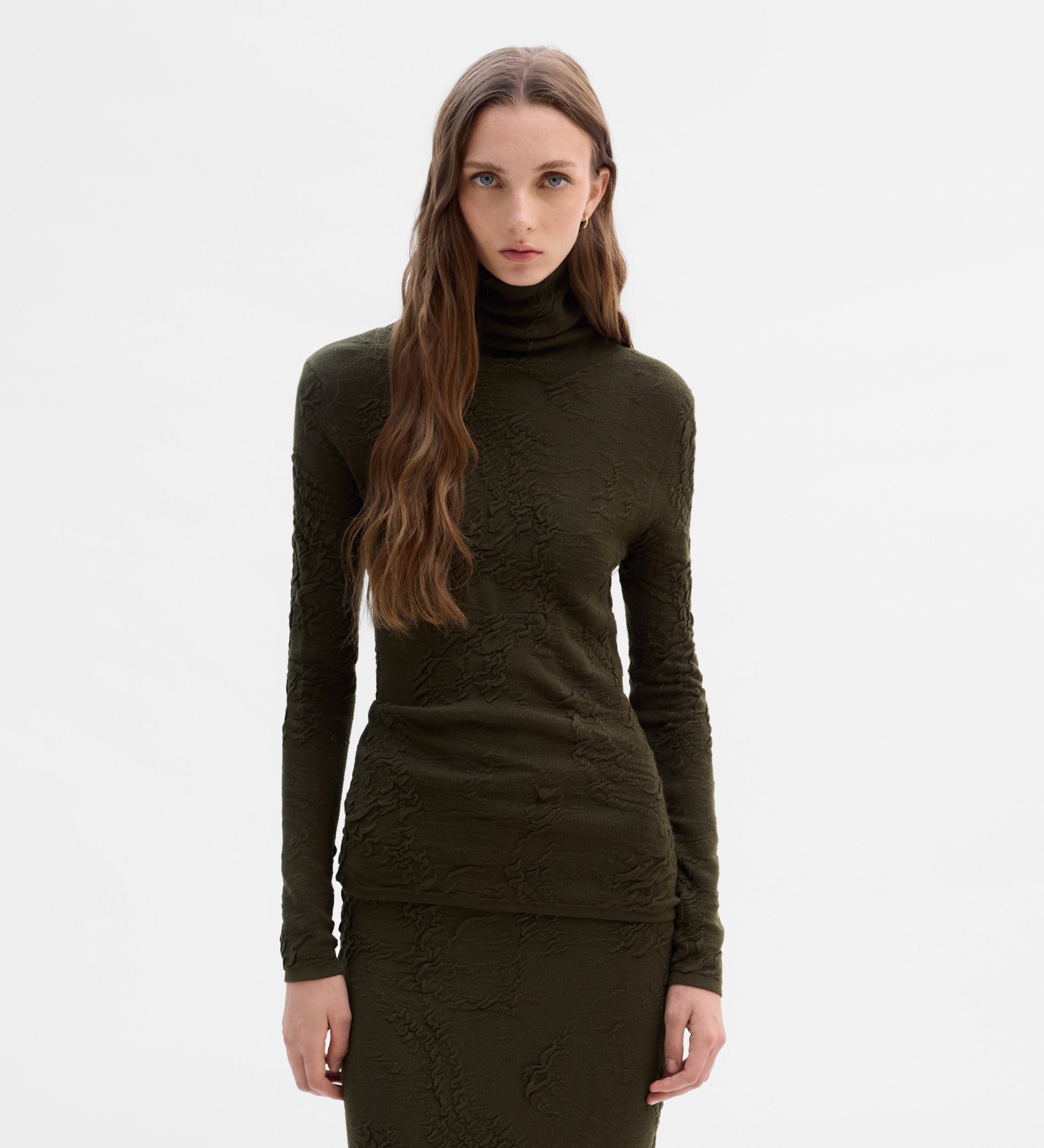 Textured turtleneck sweater