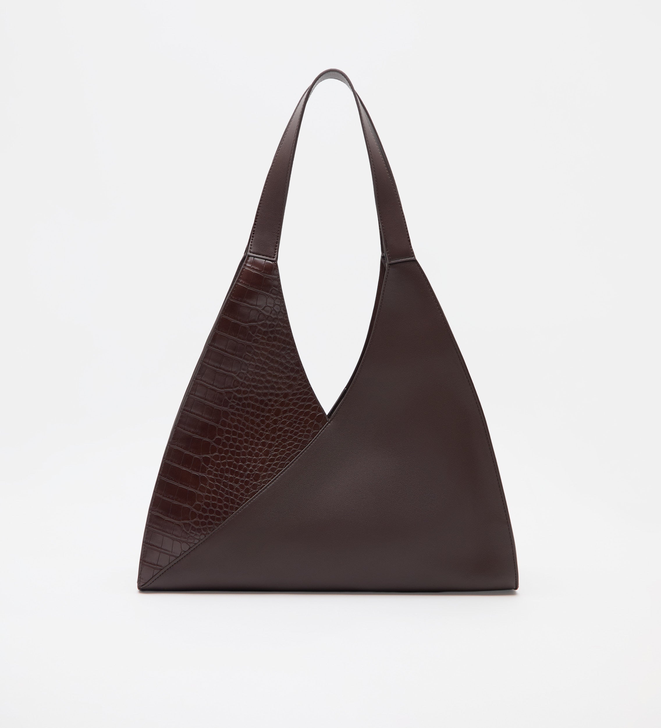 Combined leather shopper bag