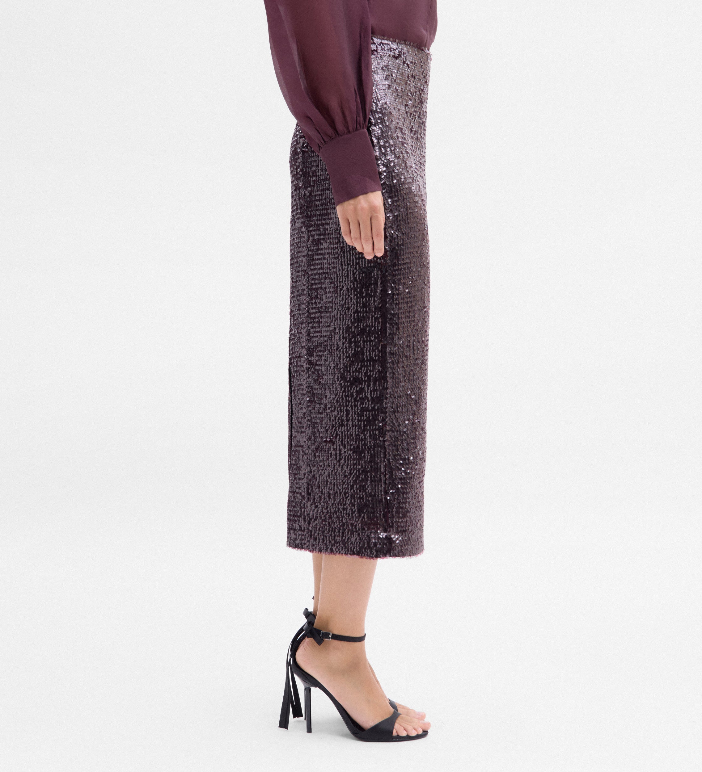 Falda midi lentejuelas
