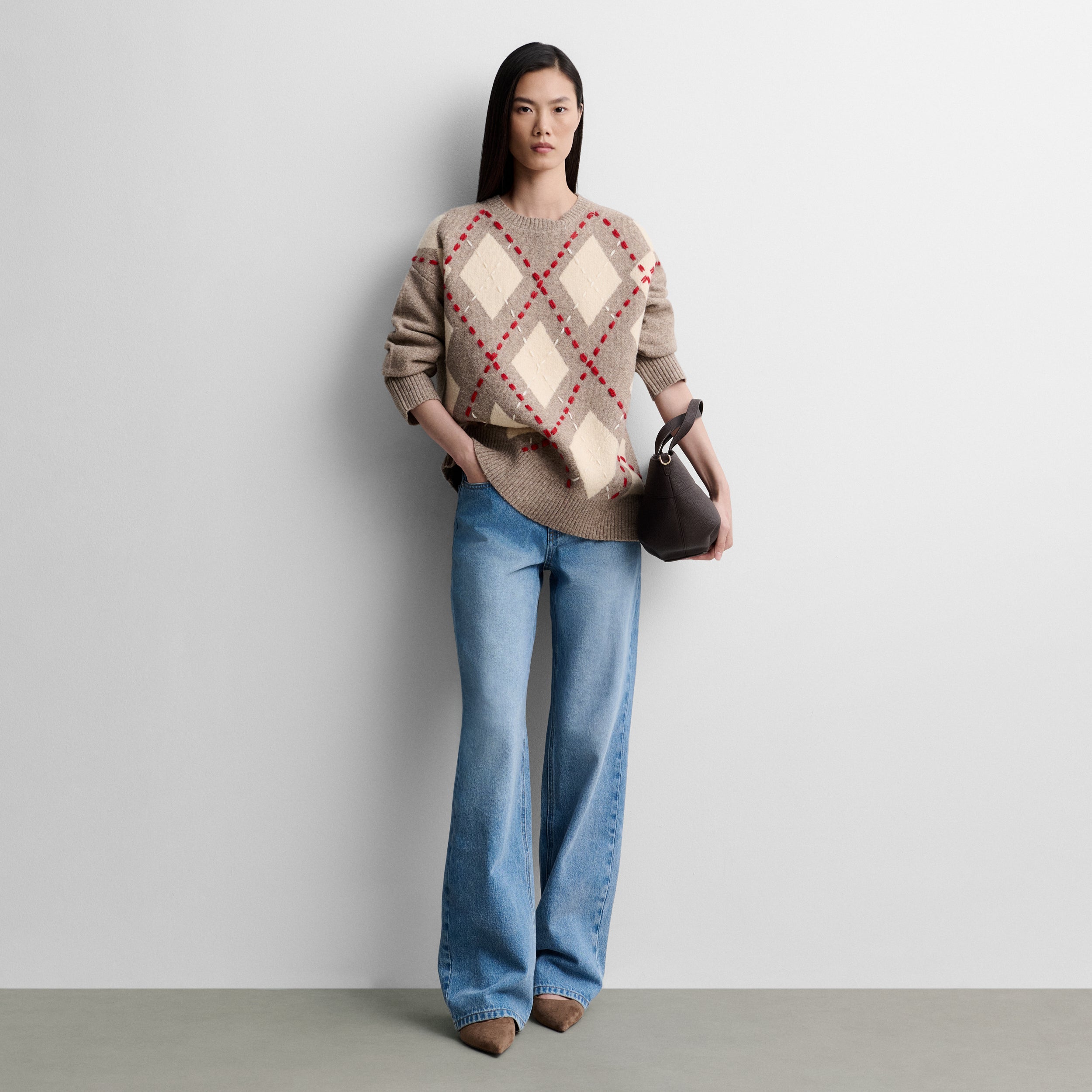 Pull oversize à losanges