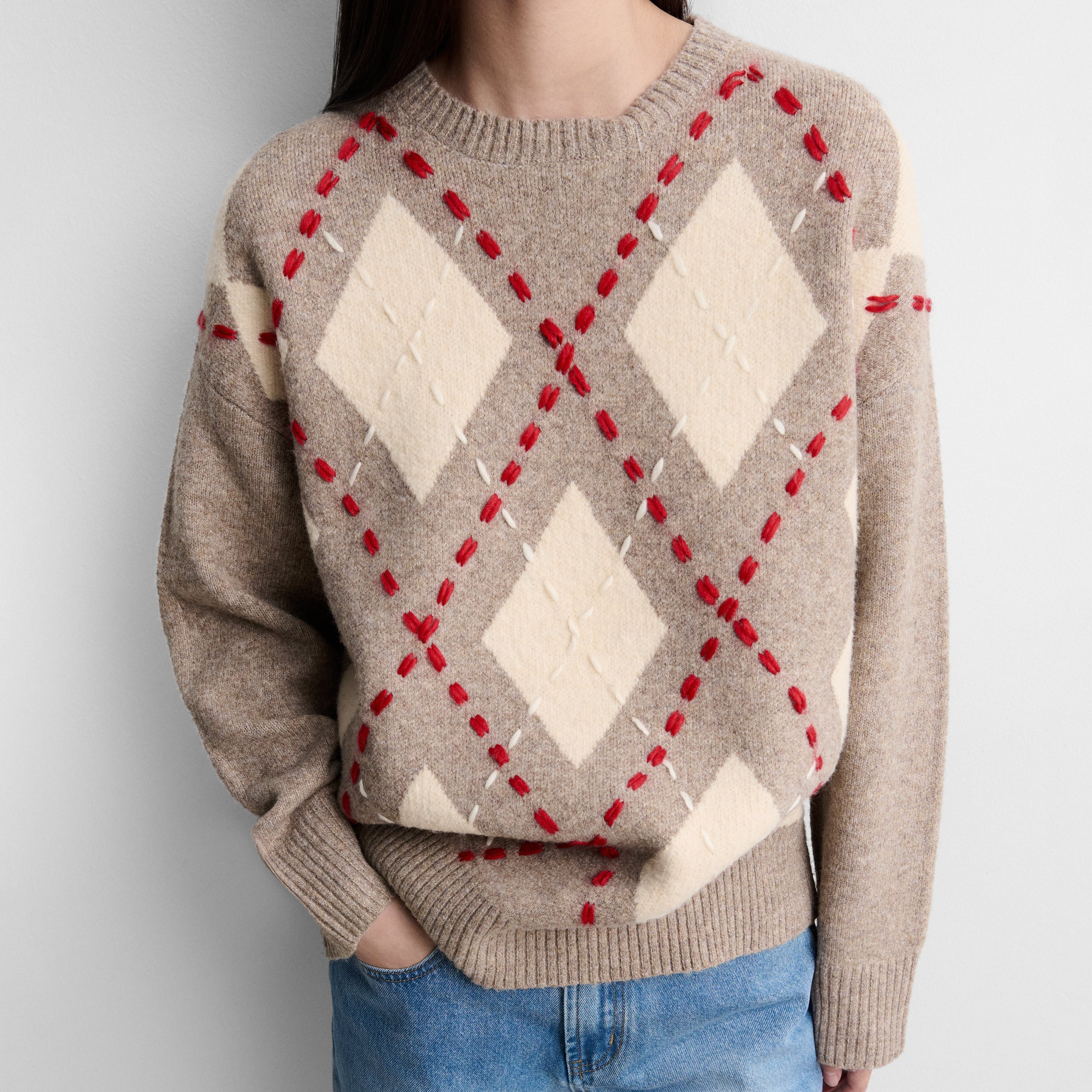Pull oversize à losanges