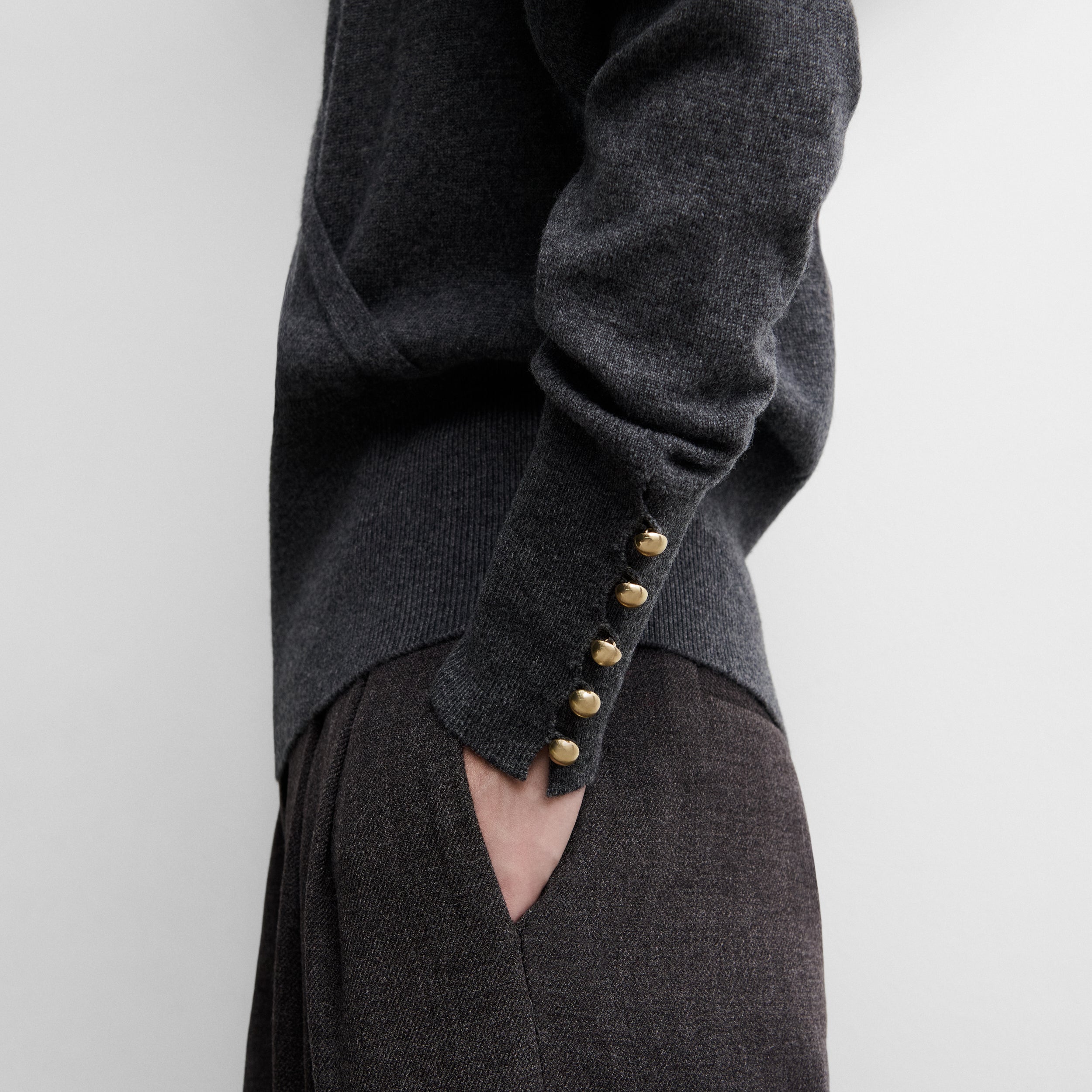 Knit sweater with wrap detail