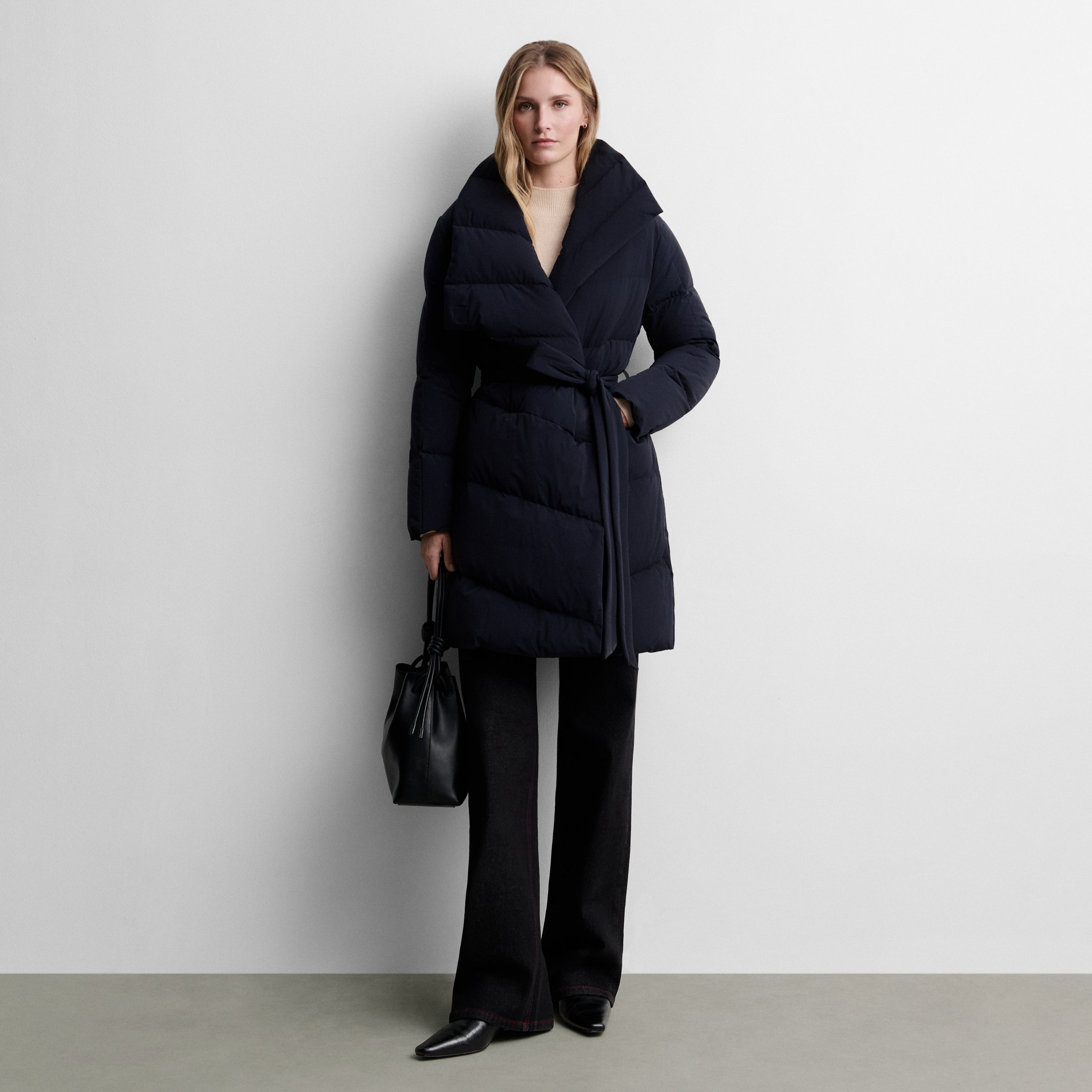 Asymmetric quilted parka
