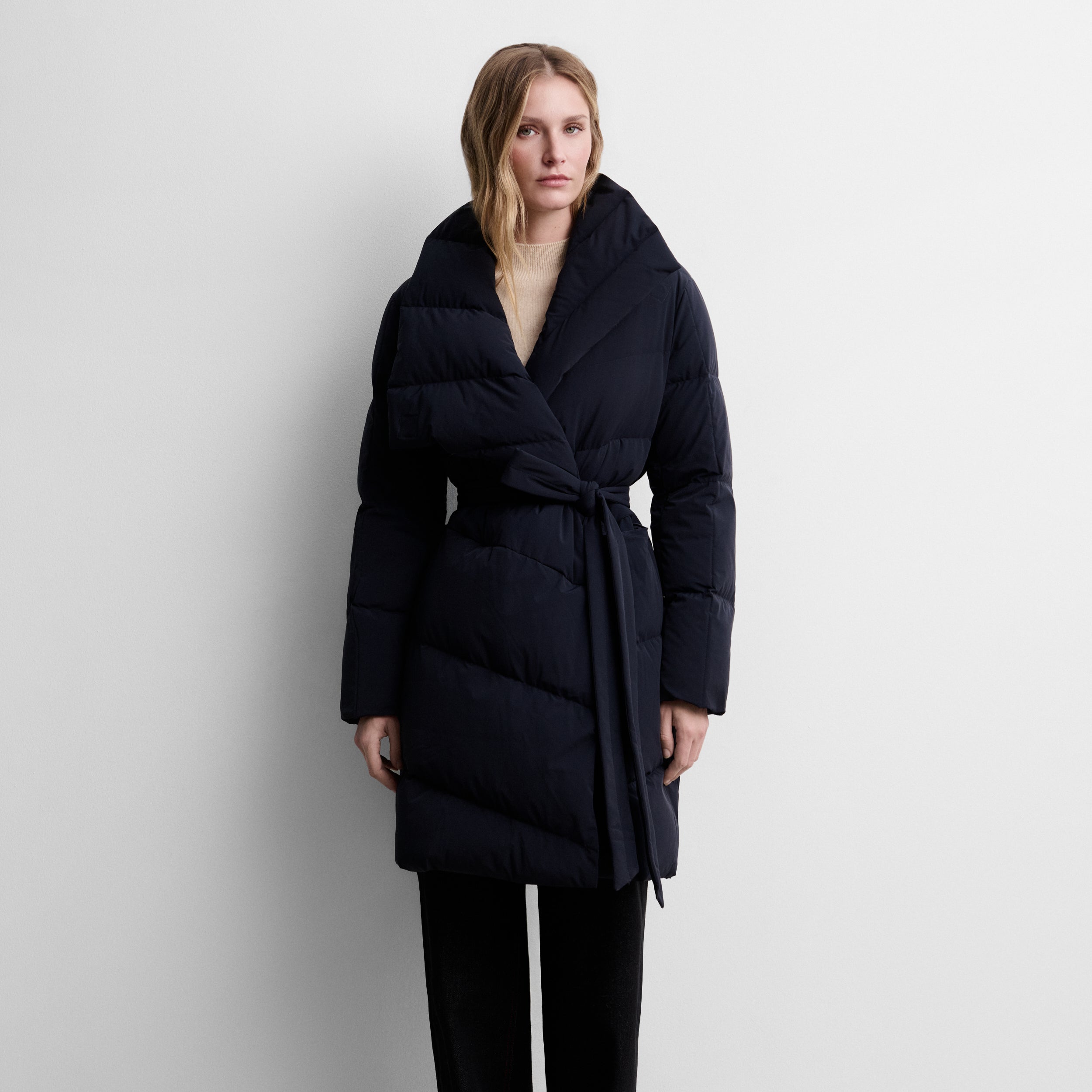 Asymmetric quilted parka
