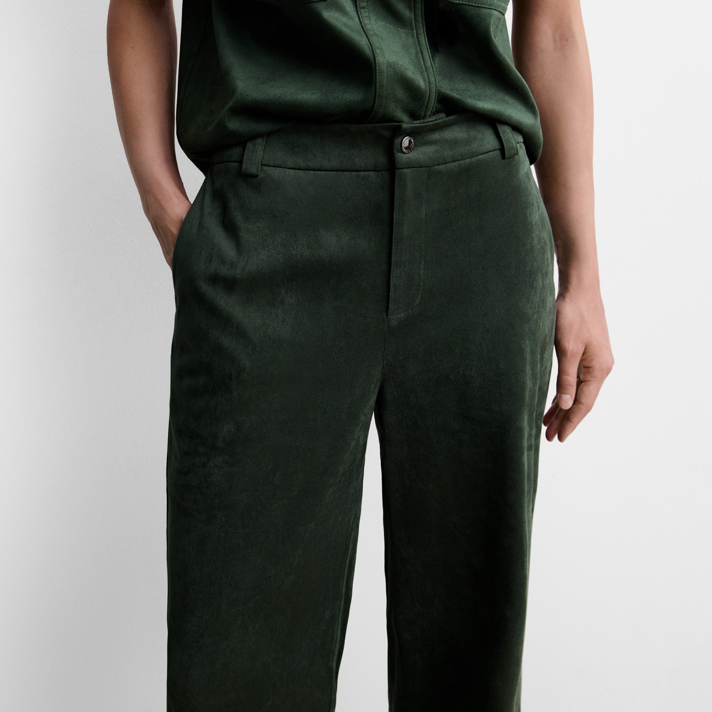 Pantalon droit en suédine