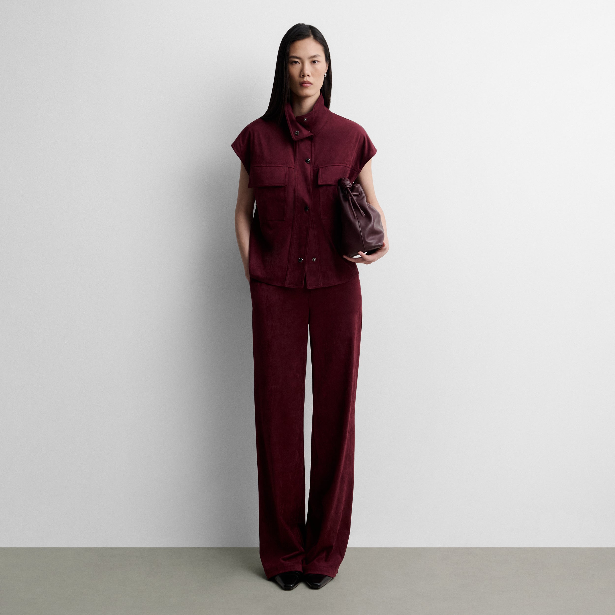 Pantalon droit en suédine