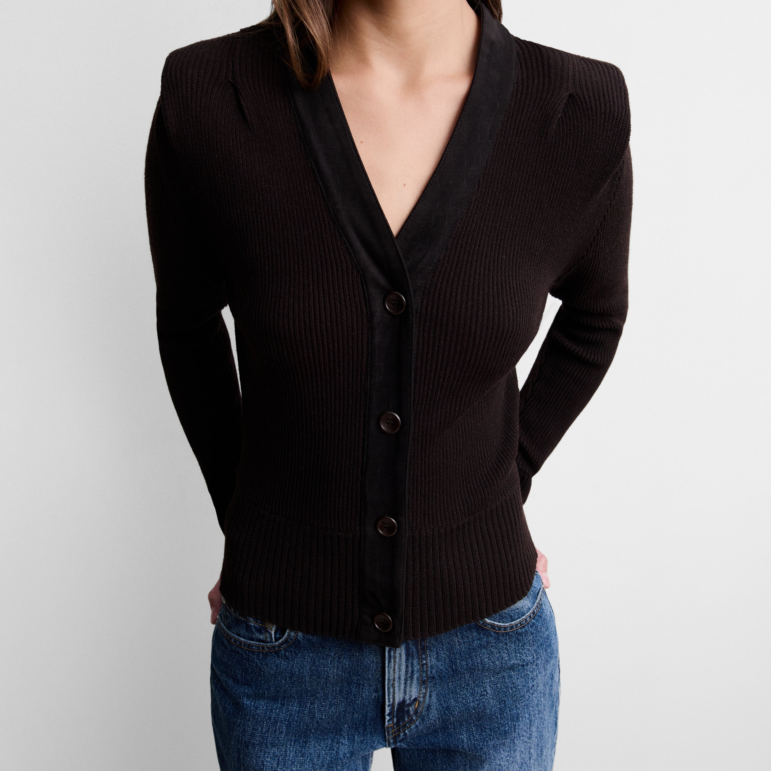 Cardigan en maille à épaulettes