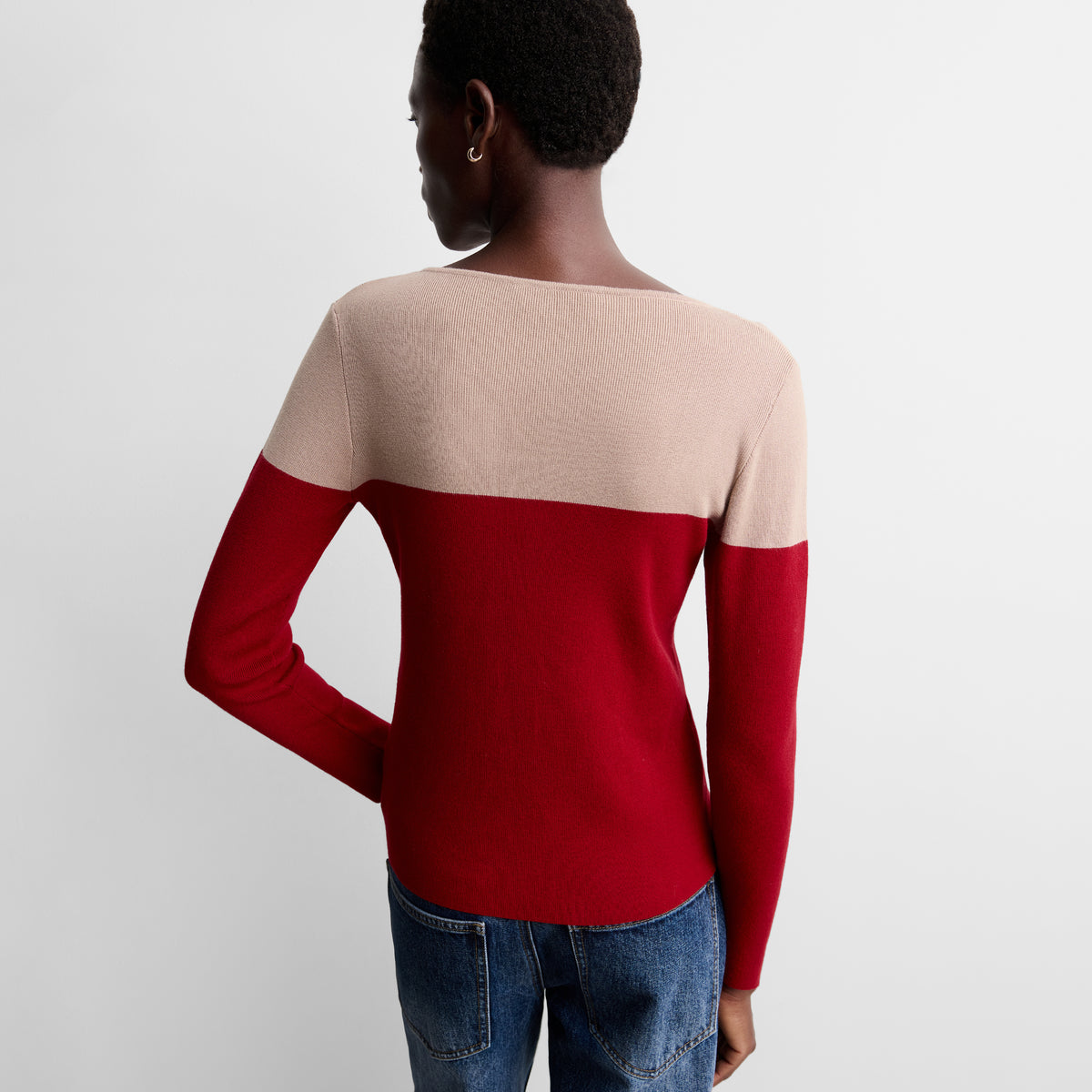 Two-tone knit sweater