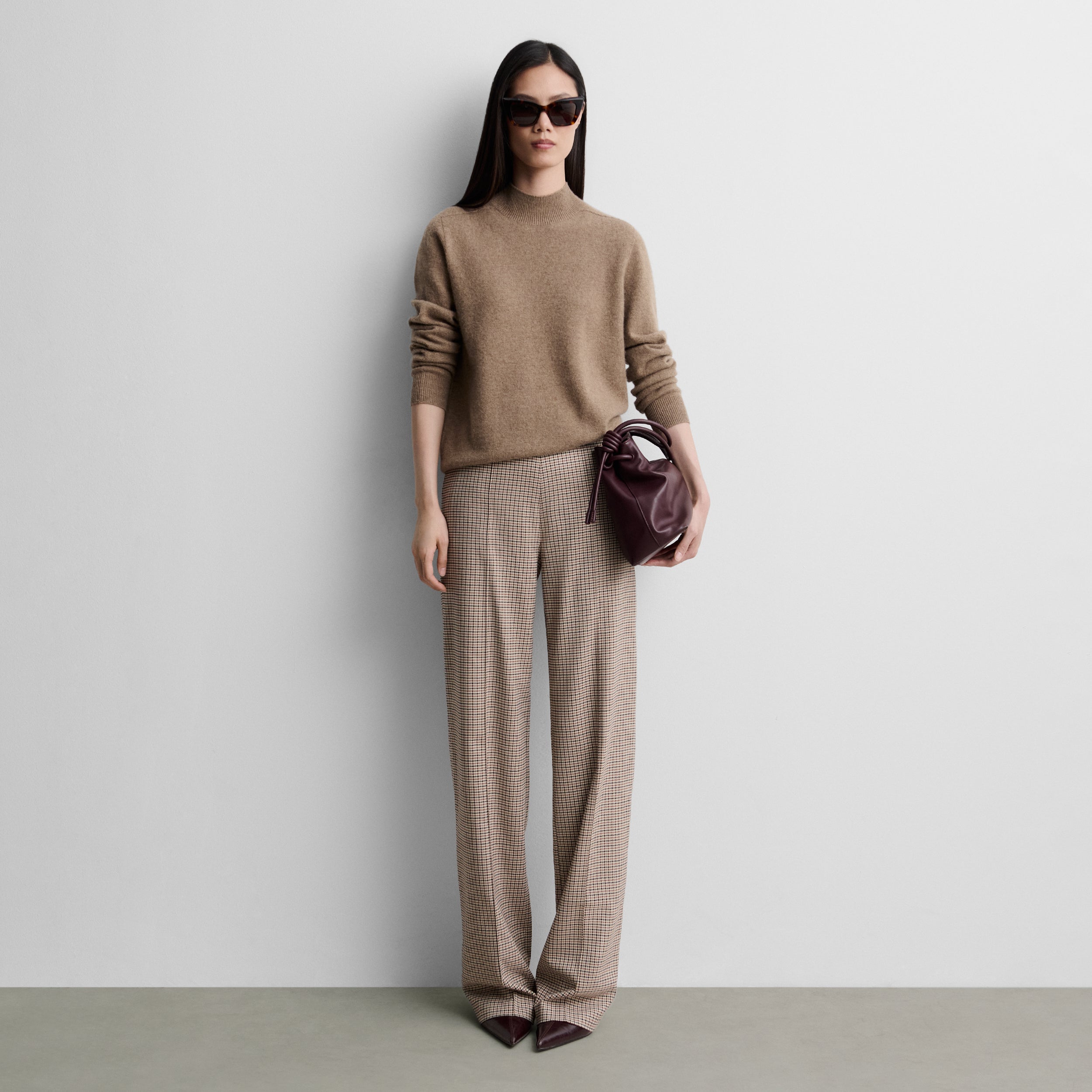 Pantalon droit imprimé à carreaux