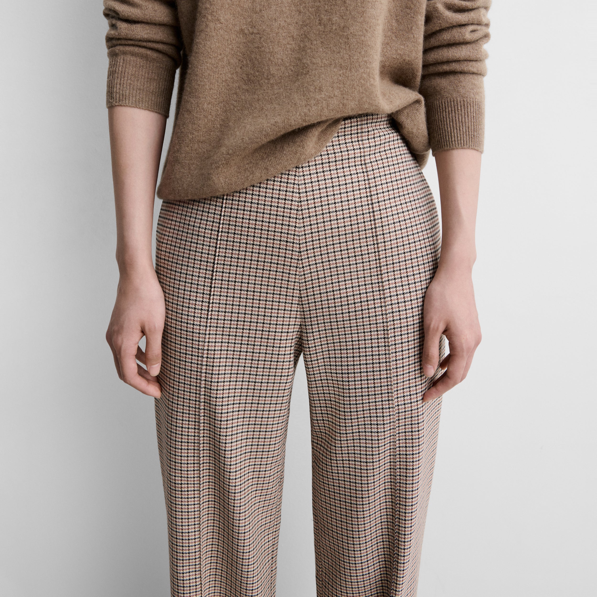 Pantalon droit imprimé à carreaux