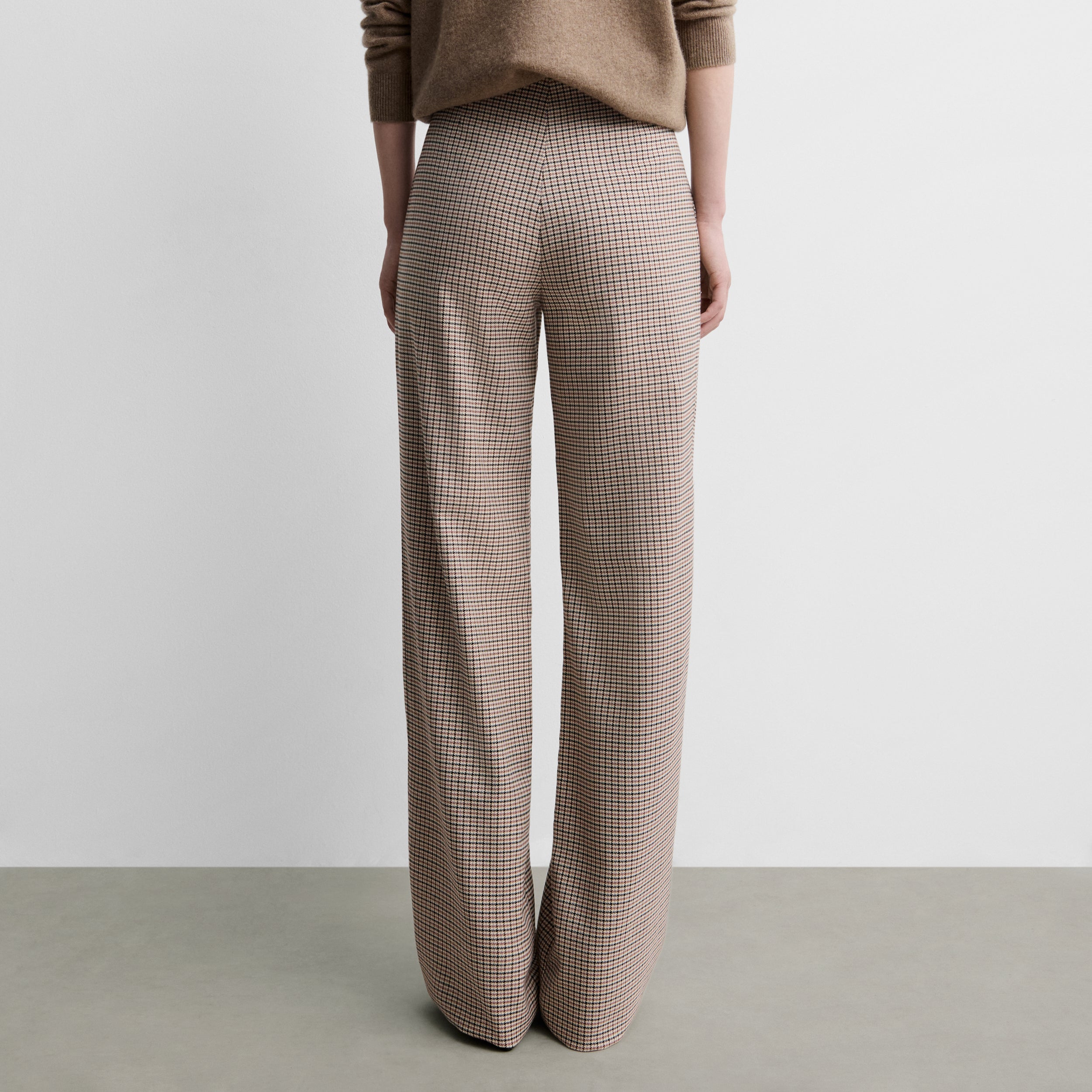 Pantalon droit imprimé à carreaux