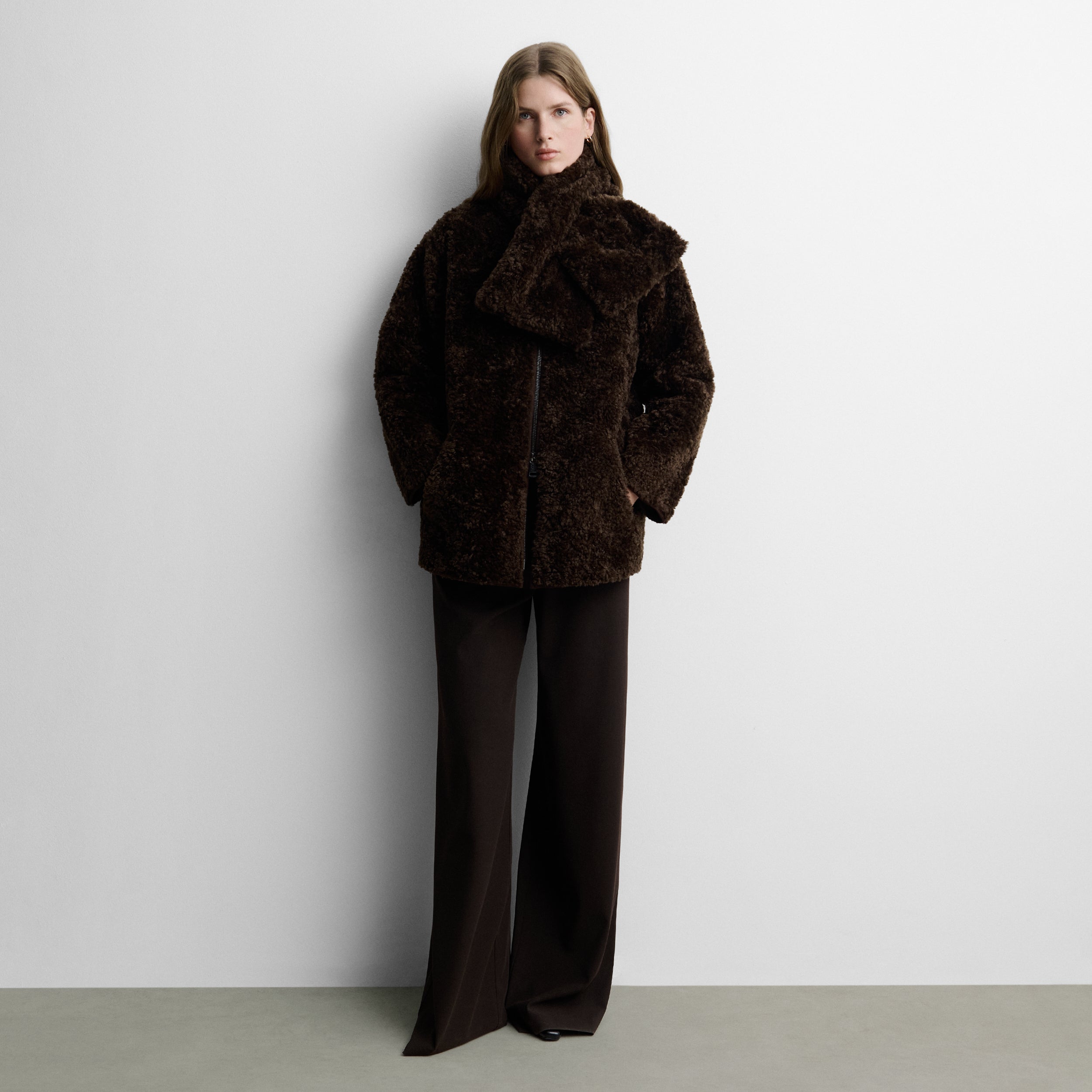 Faux-fur long jacket