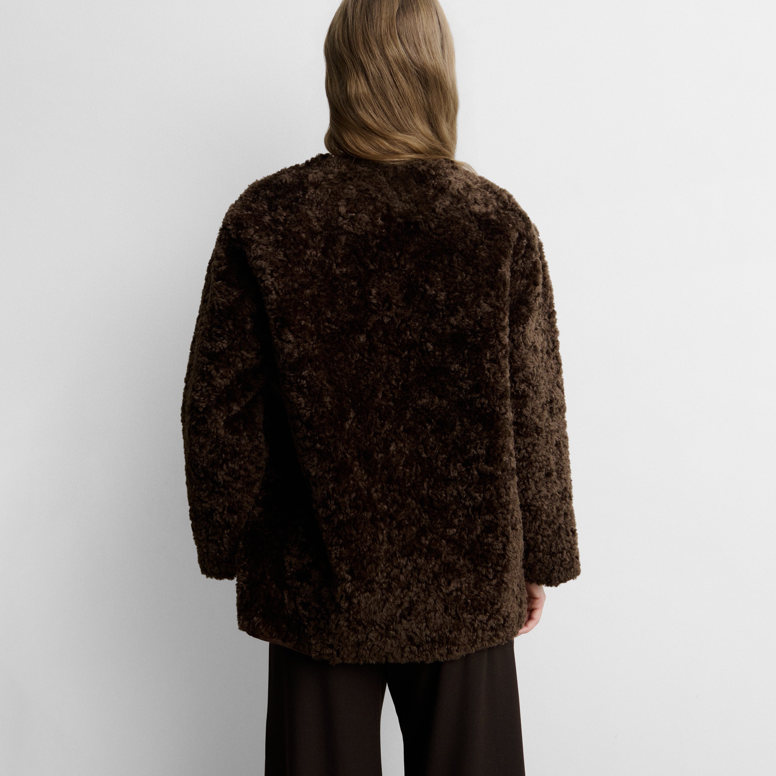 Faux-fur long jacket