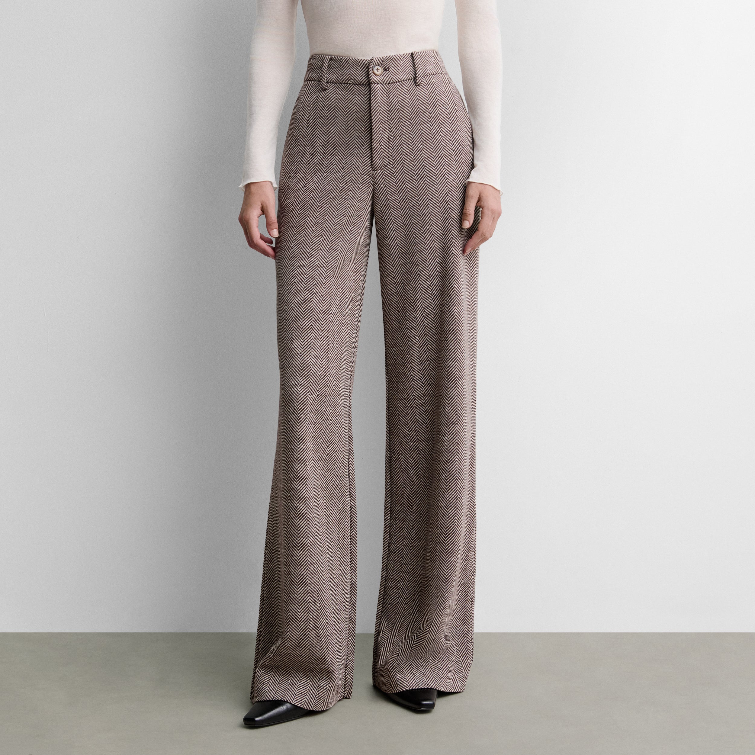 Wide herringbone trousers