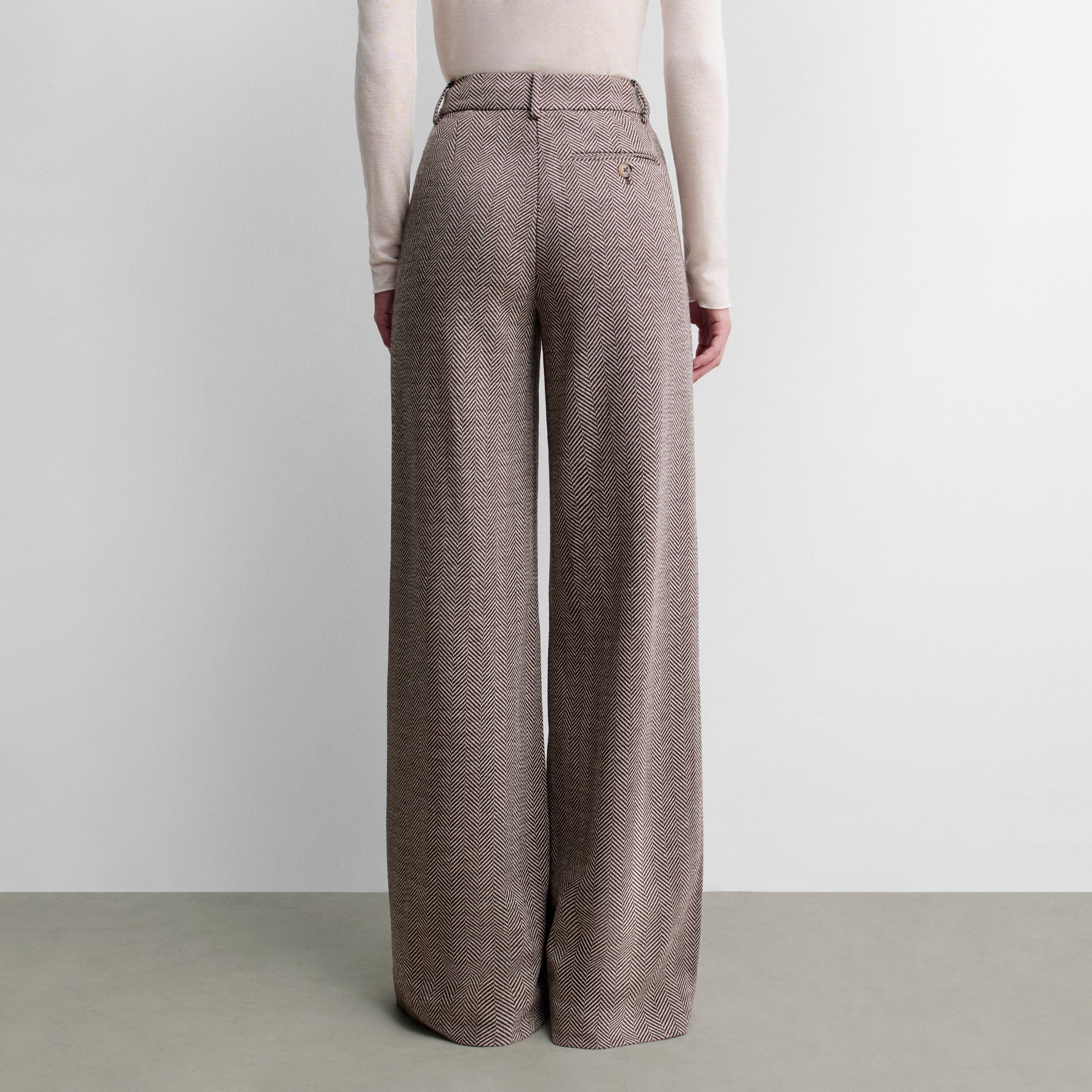 Wide herringbone trousers