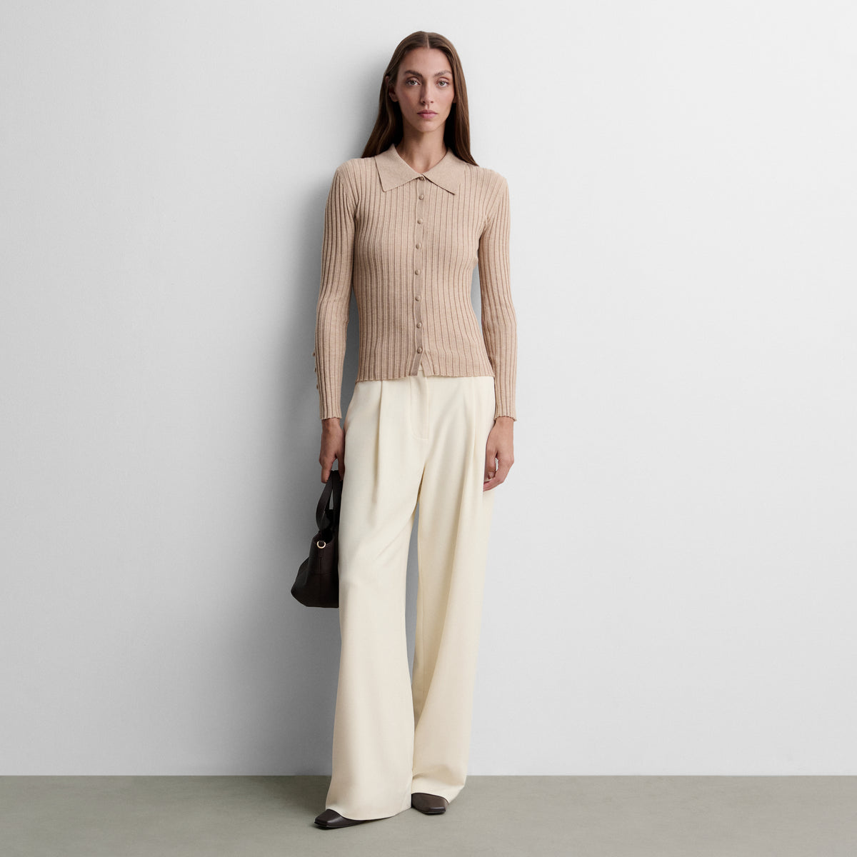 Cardigan en maille à col chemise