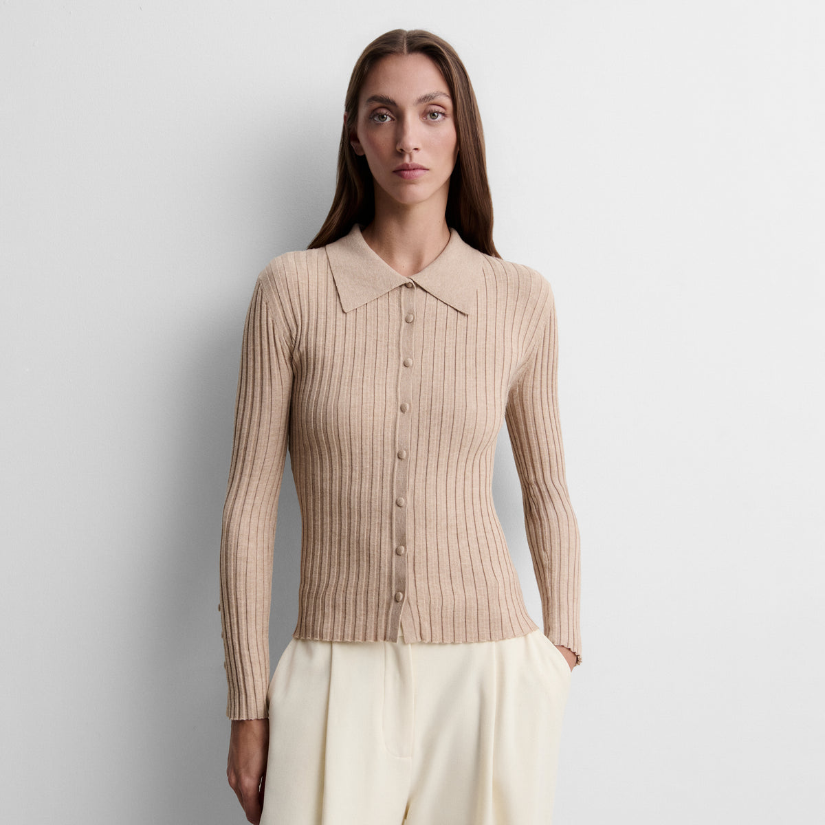 Cardigan en maille à col chemise