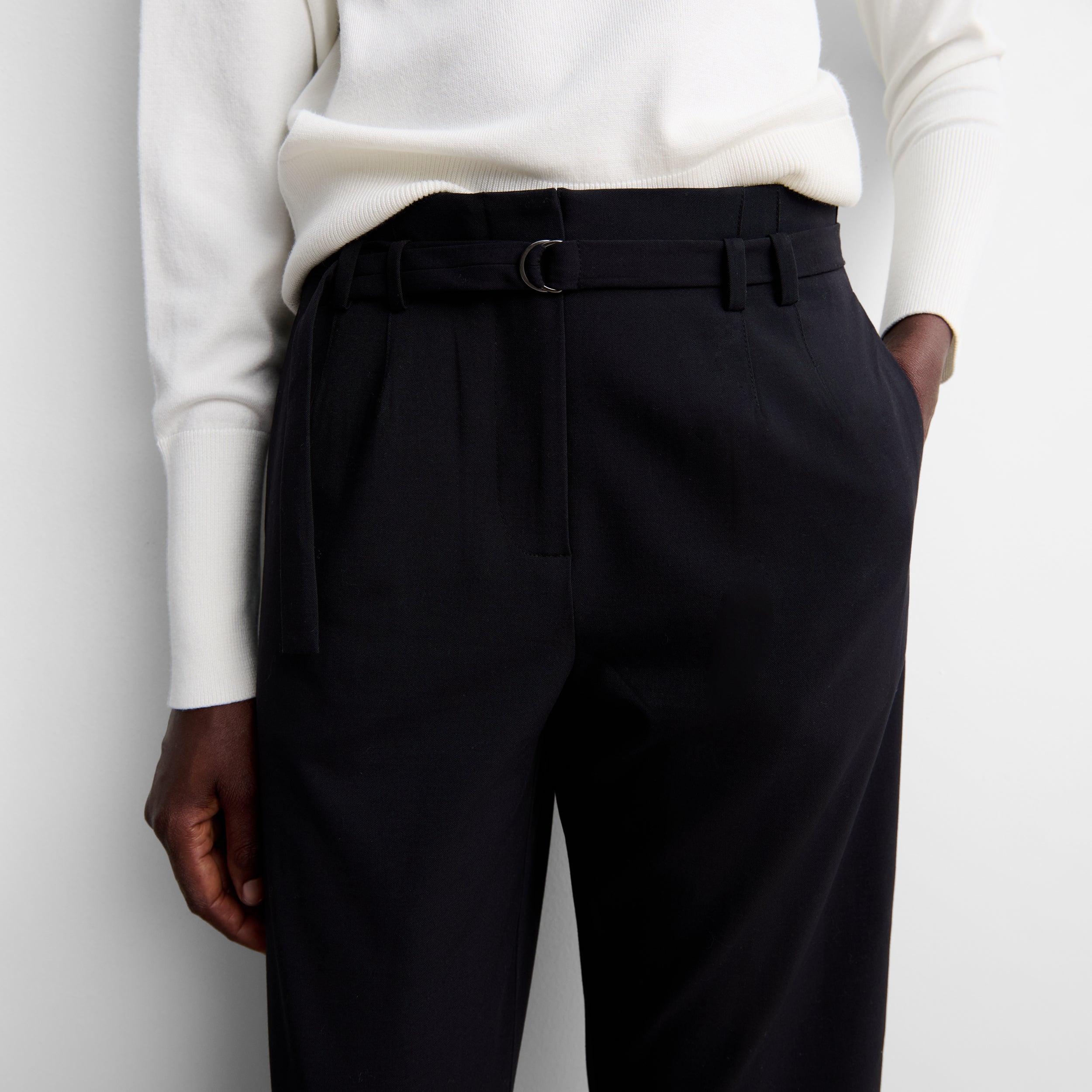 Straight trousers with belt