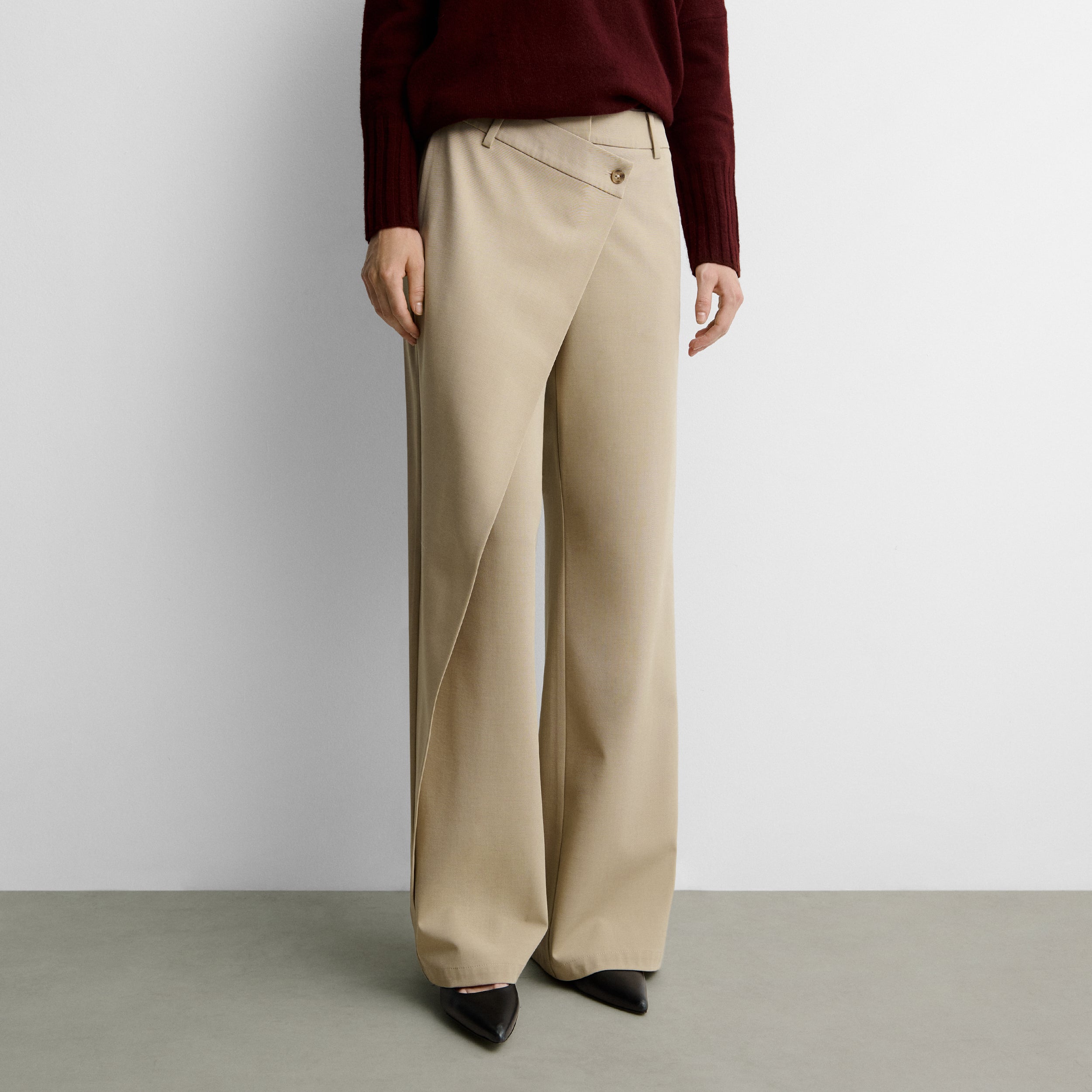 Pantalon droit effet croisé