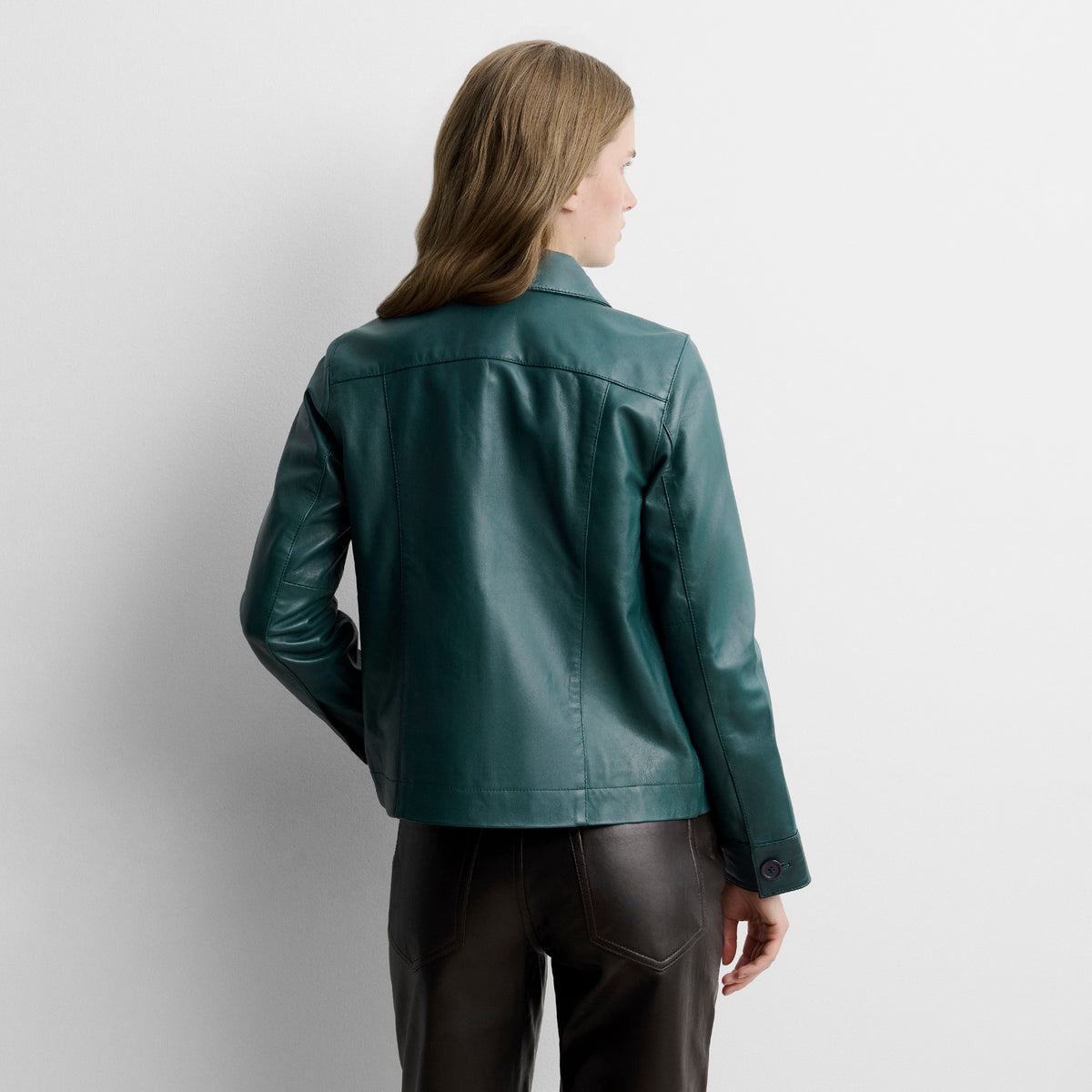 Nappa leather jacket with topstitching
