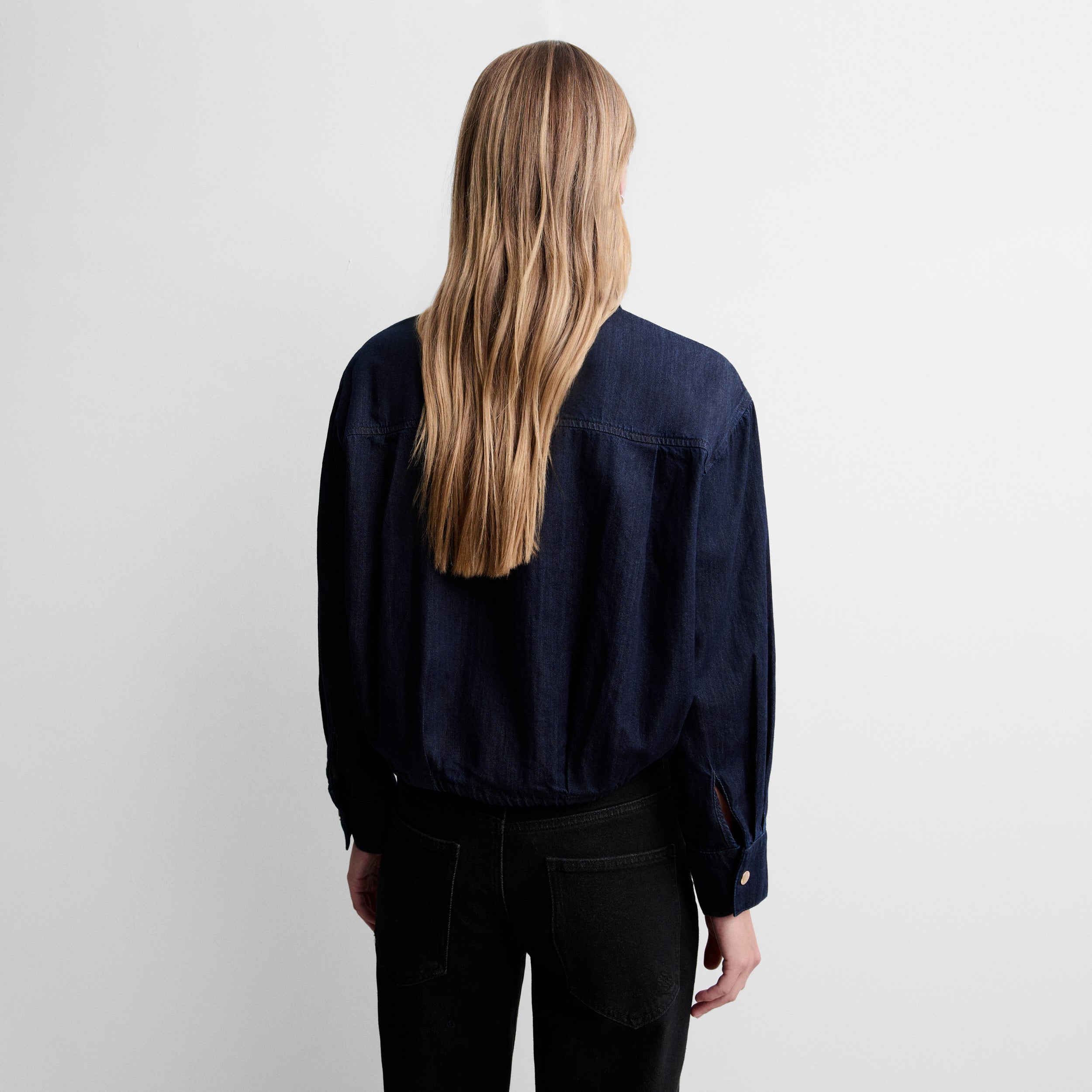 Blouse crop effet denim