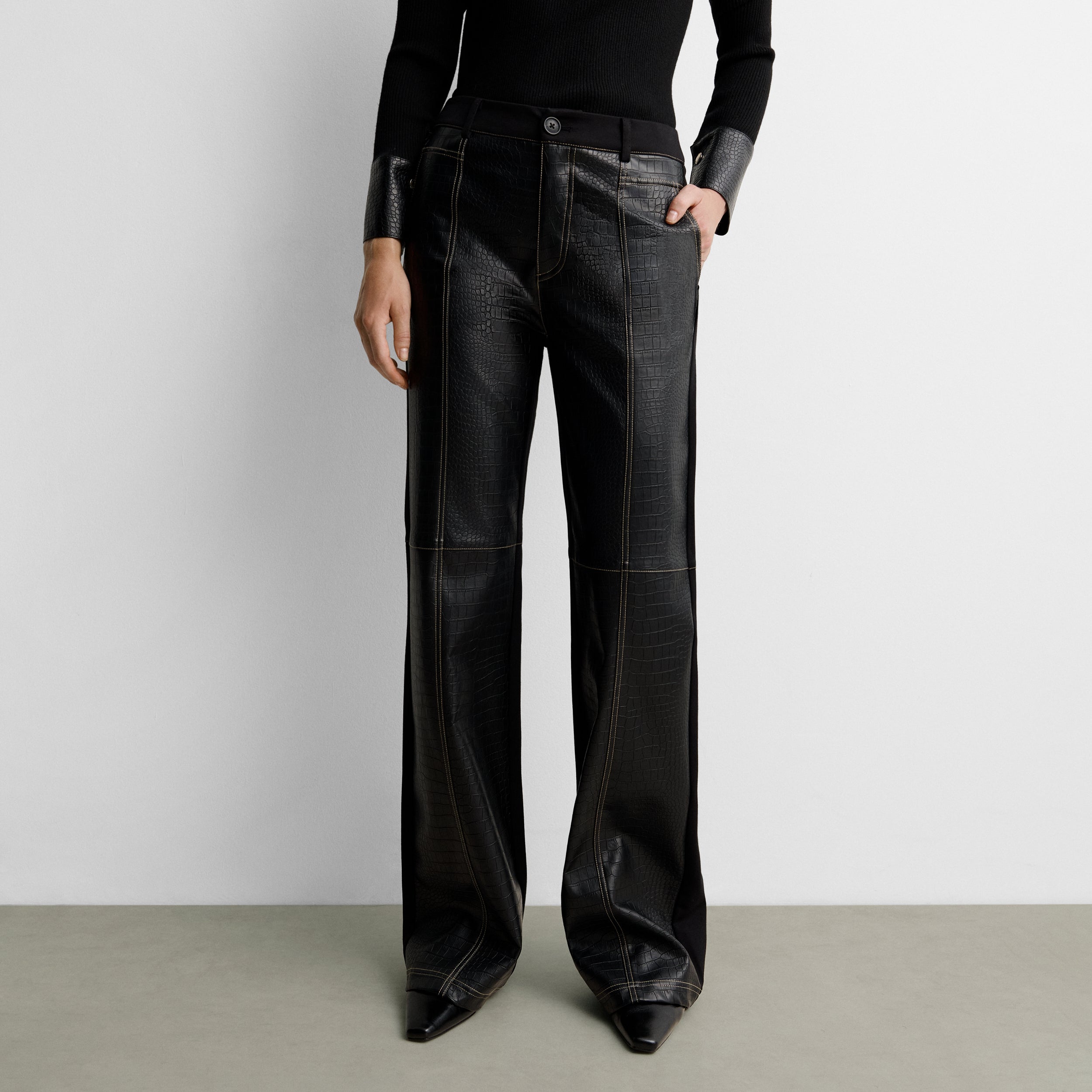 Pantalon bimatière à surpiqûres