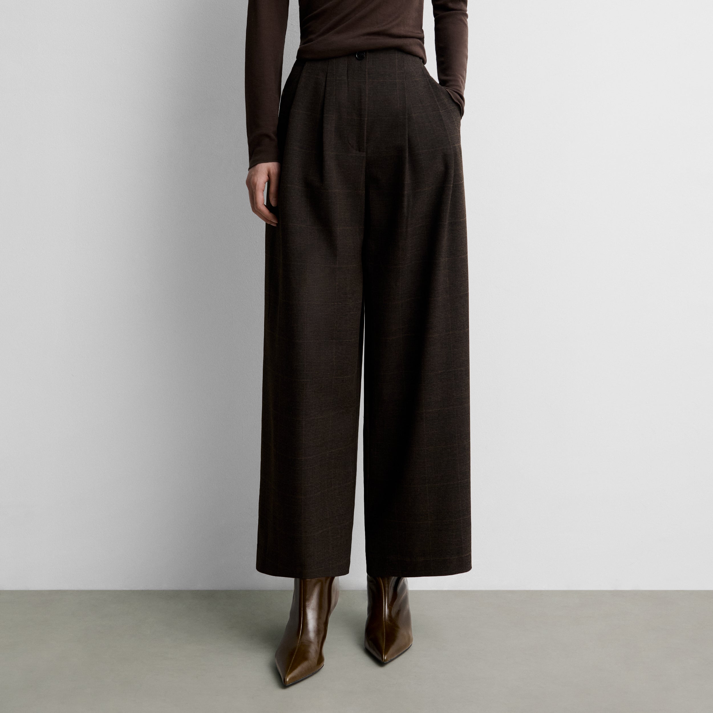 Pantalon à pinces imprimé à carreaux