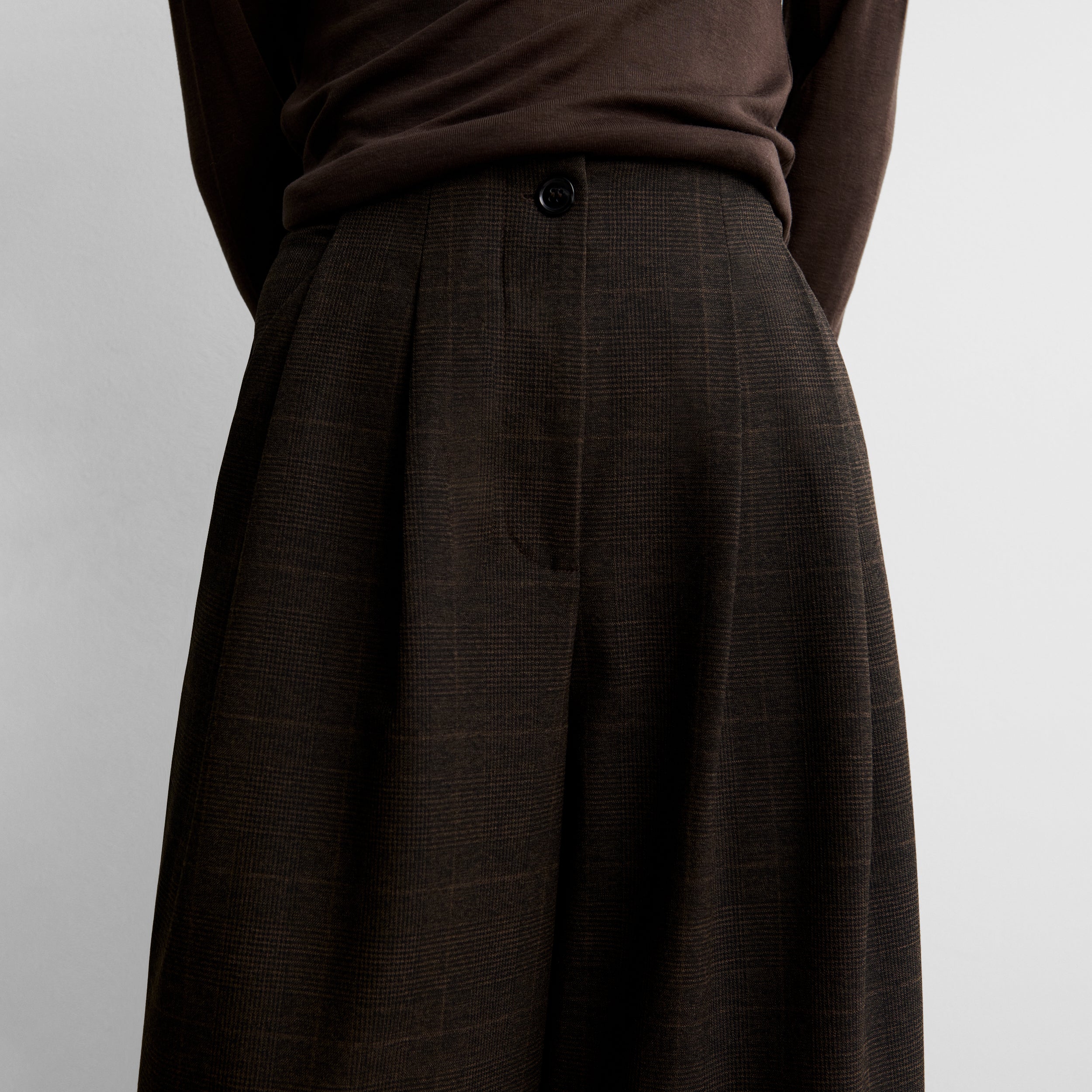 Pantalon à pinces imprimé à carreaux