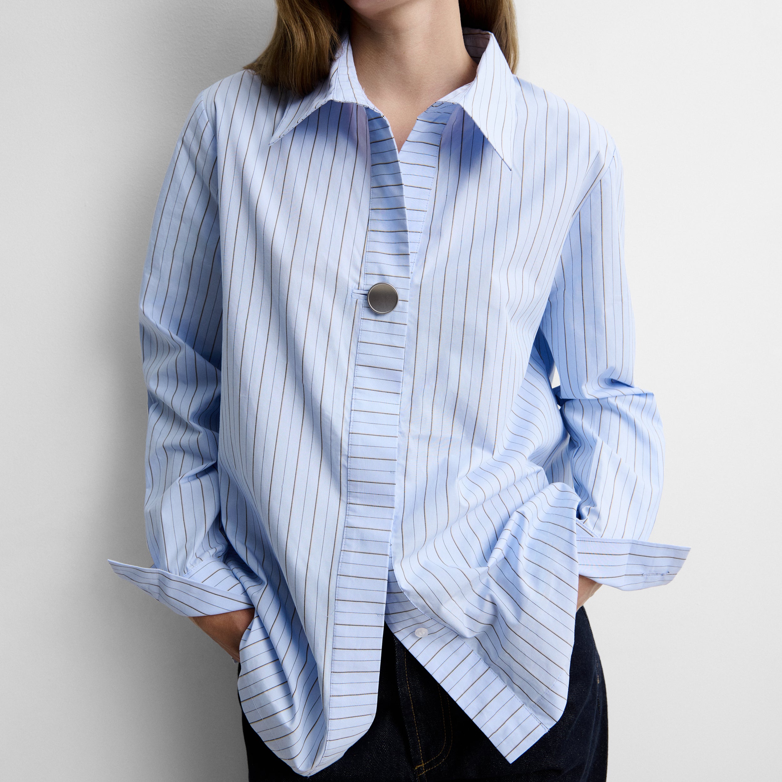 Striped button-up shirt