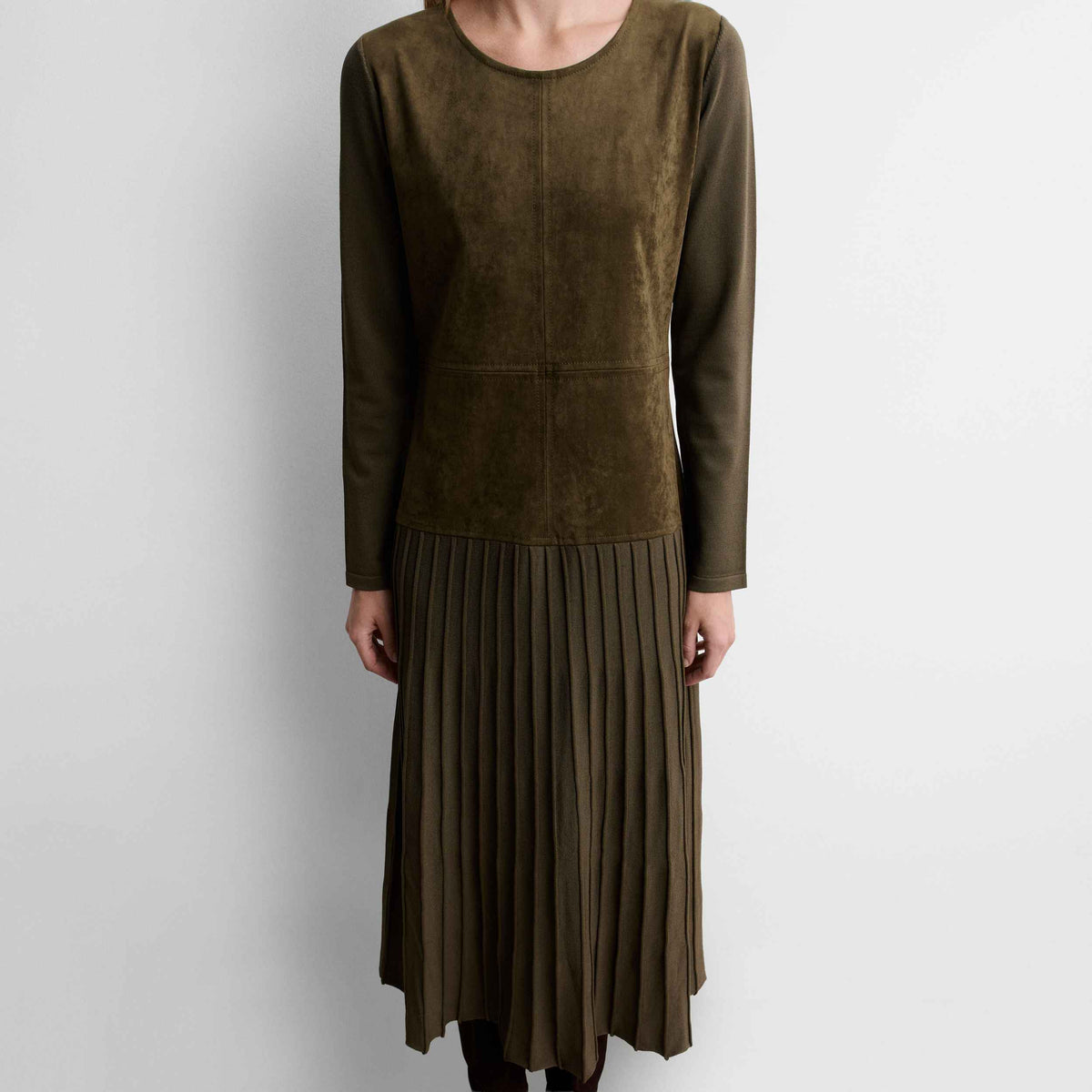 Pleated two-material dress