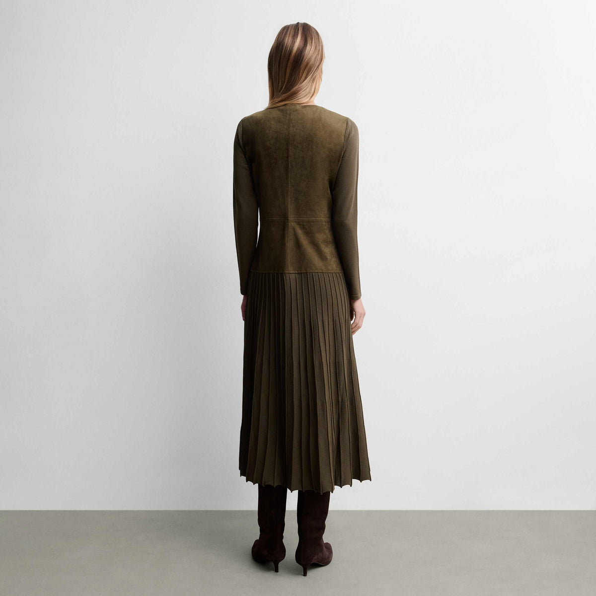 Pleated two-material dress