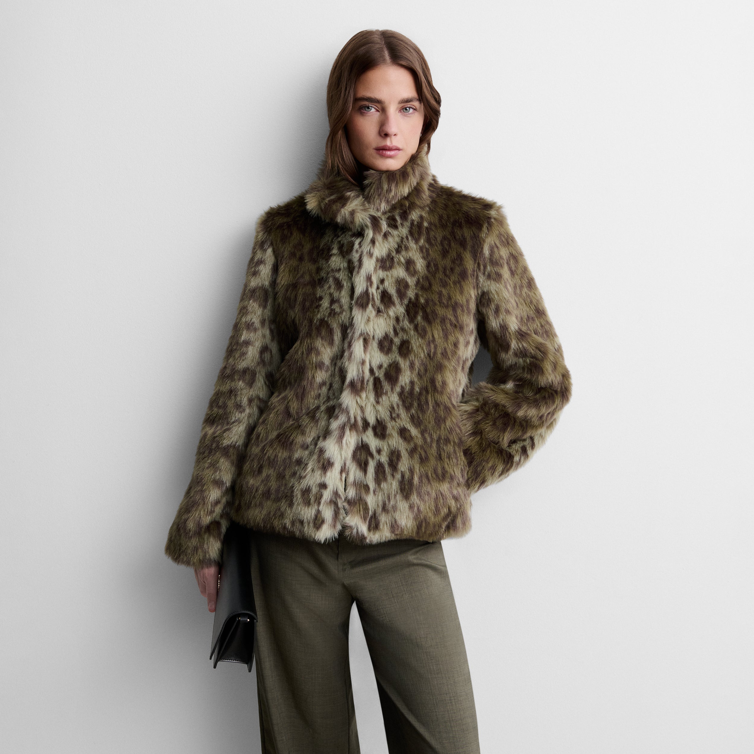 Veste effet fourrure imprimée