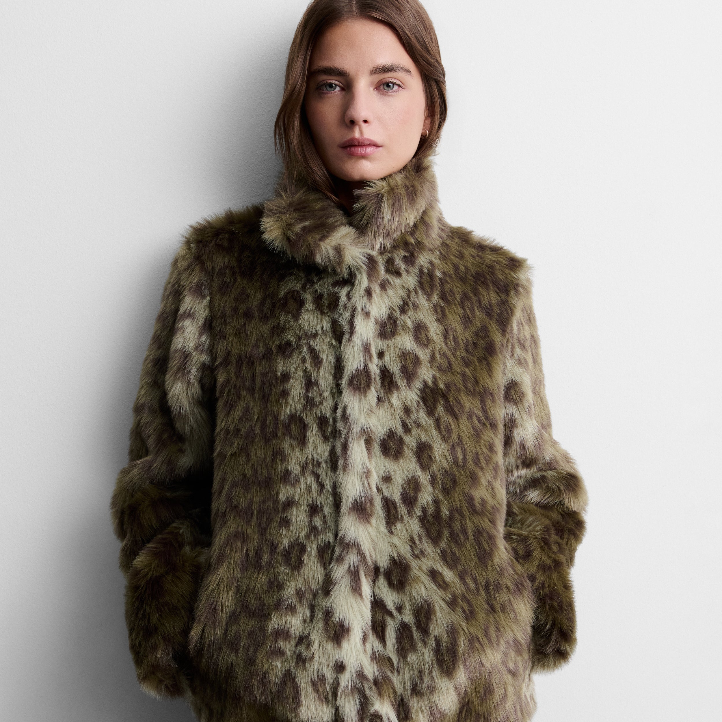 Veste effet fourrure imprimée