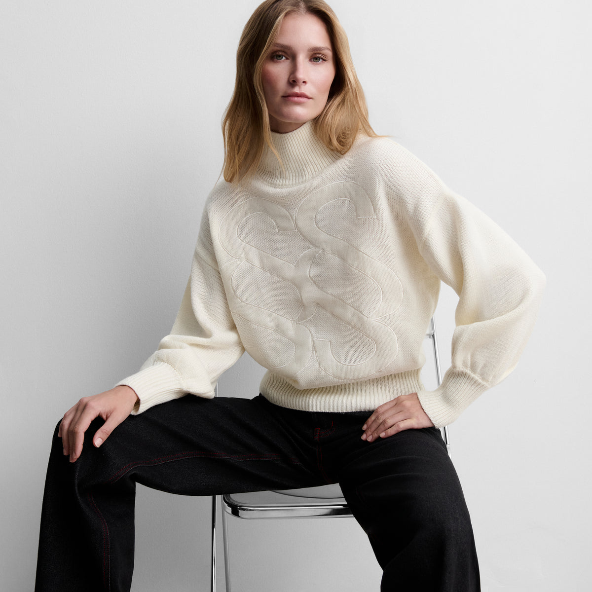 Pull en maille à logo