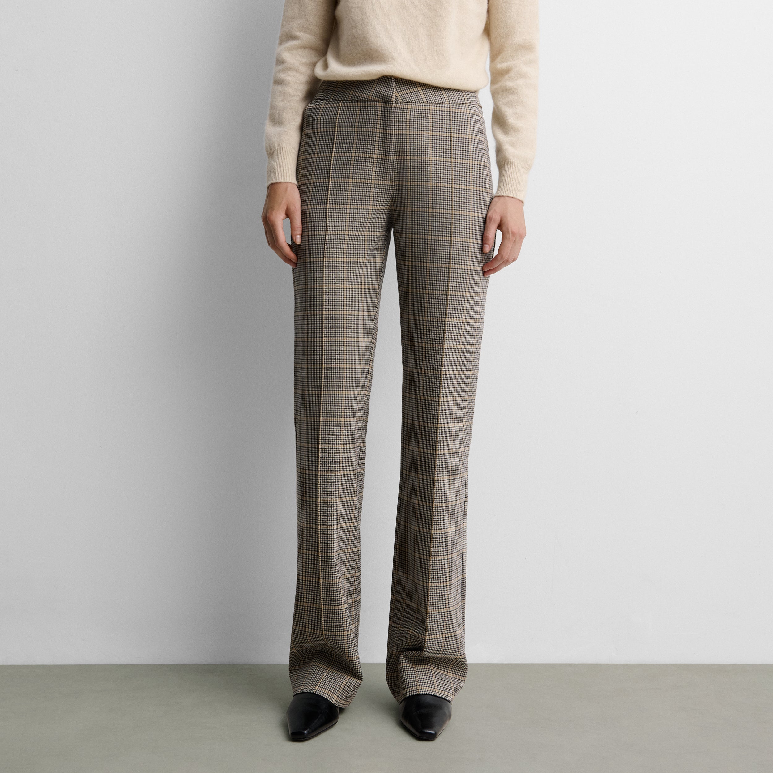 Pantalon droit imprimé à carreaux