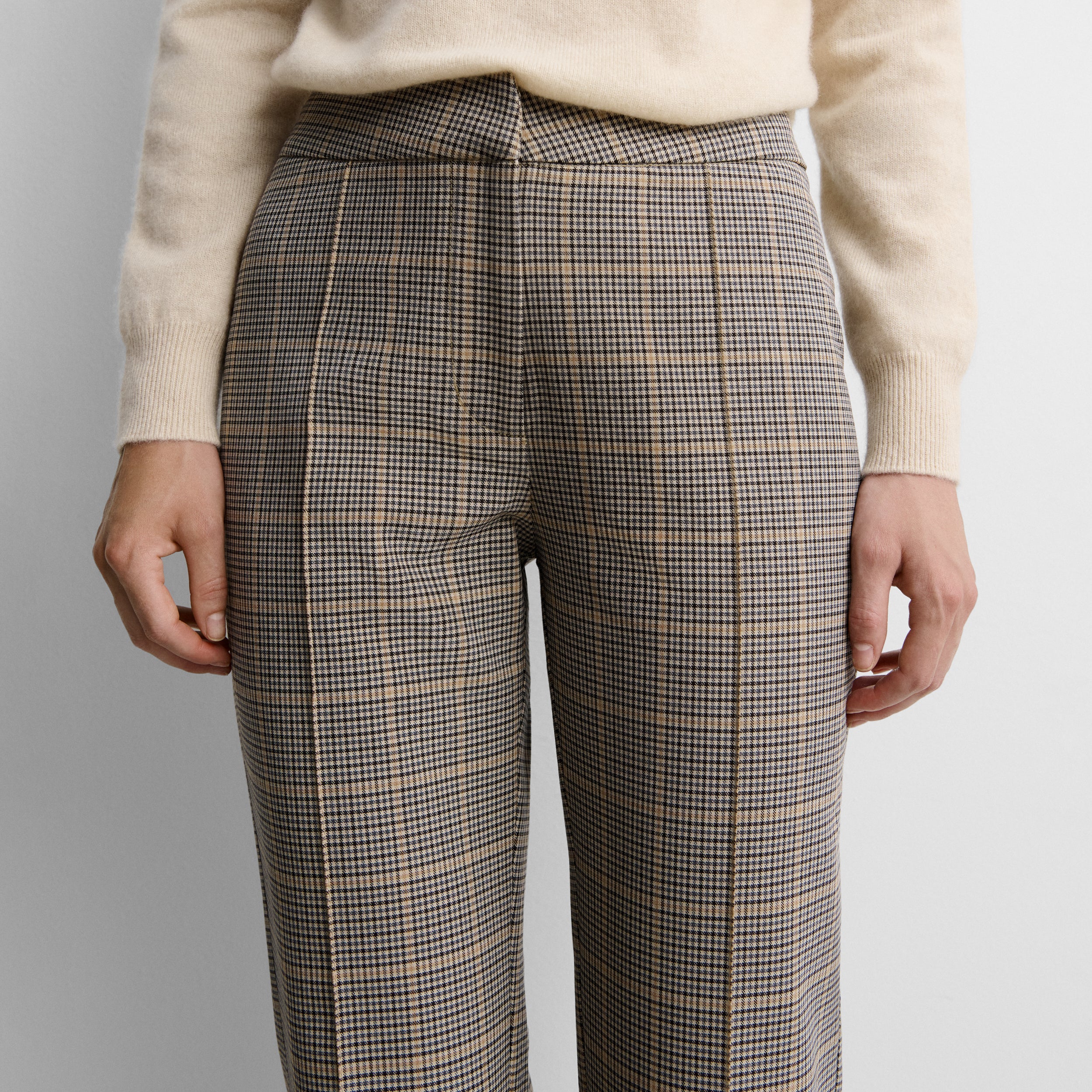 Pantalon droit imprimé à carreaux