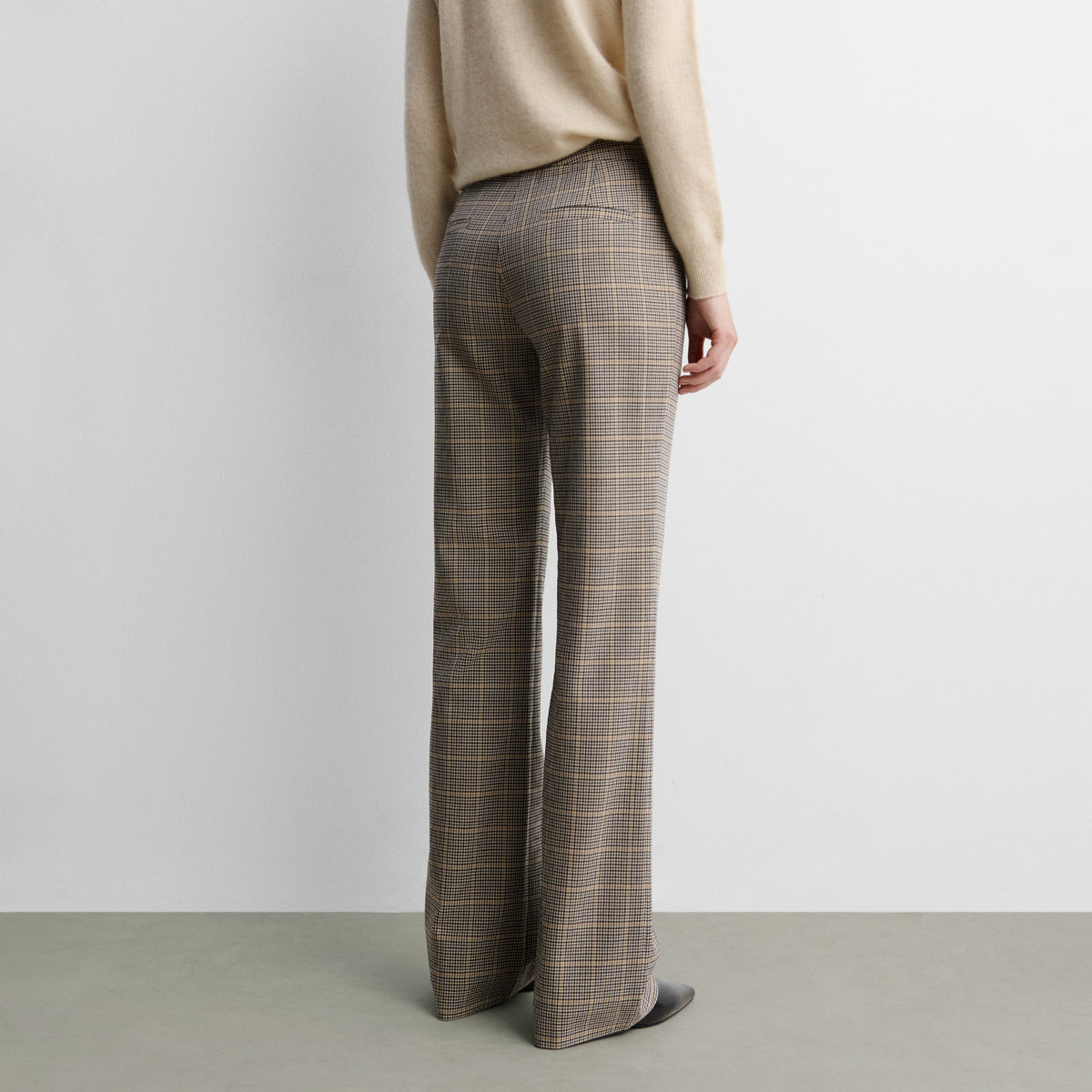Pantalon droit imprimé à carreaux