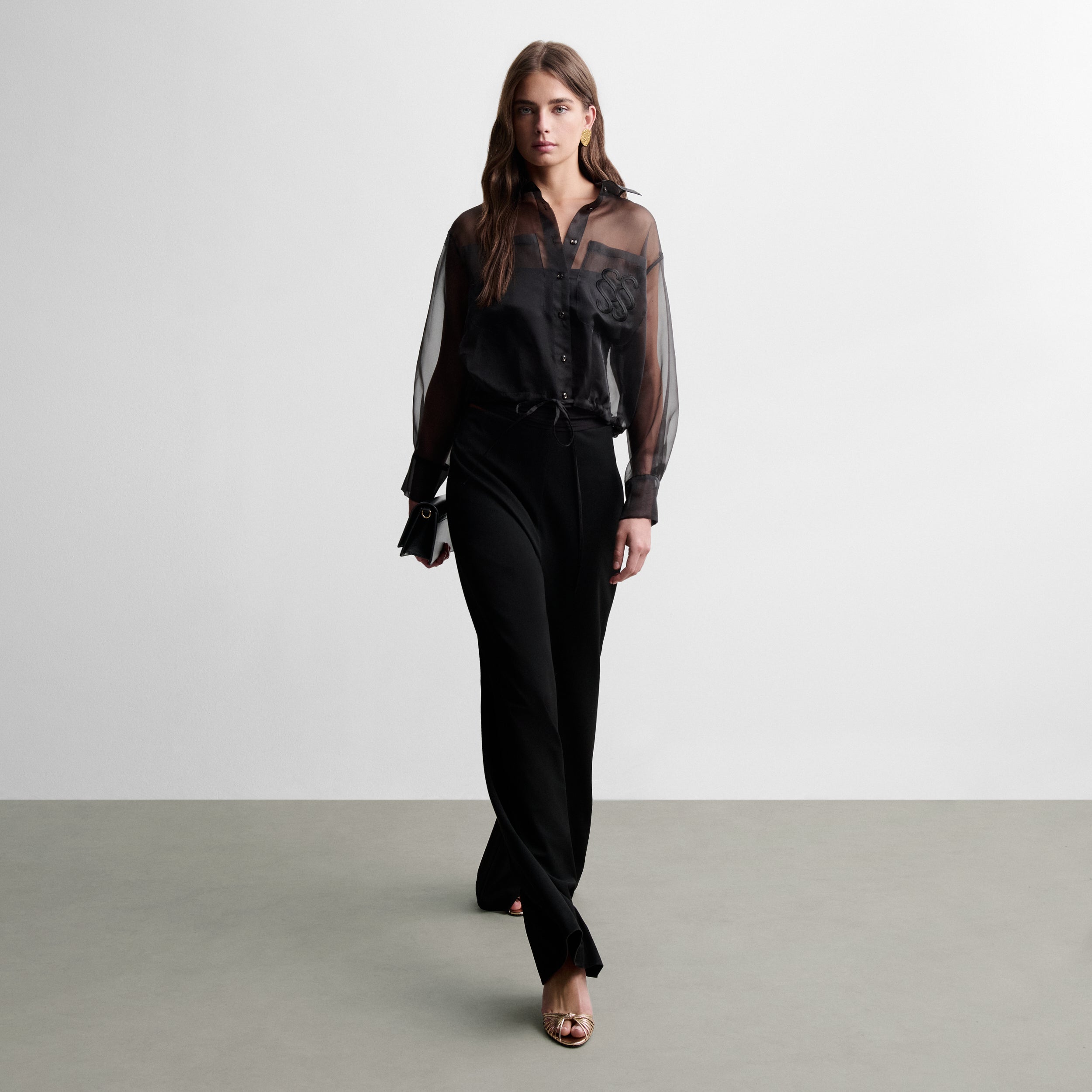 Blouse crop en organza