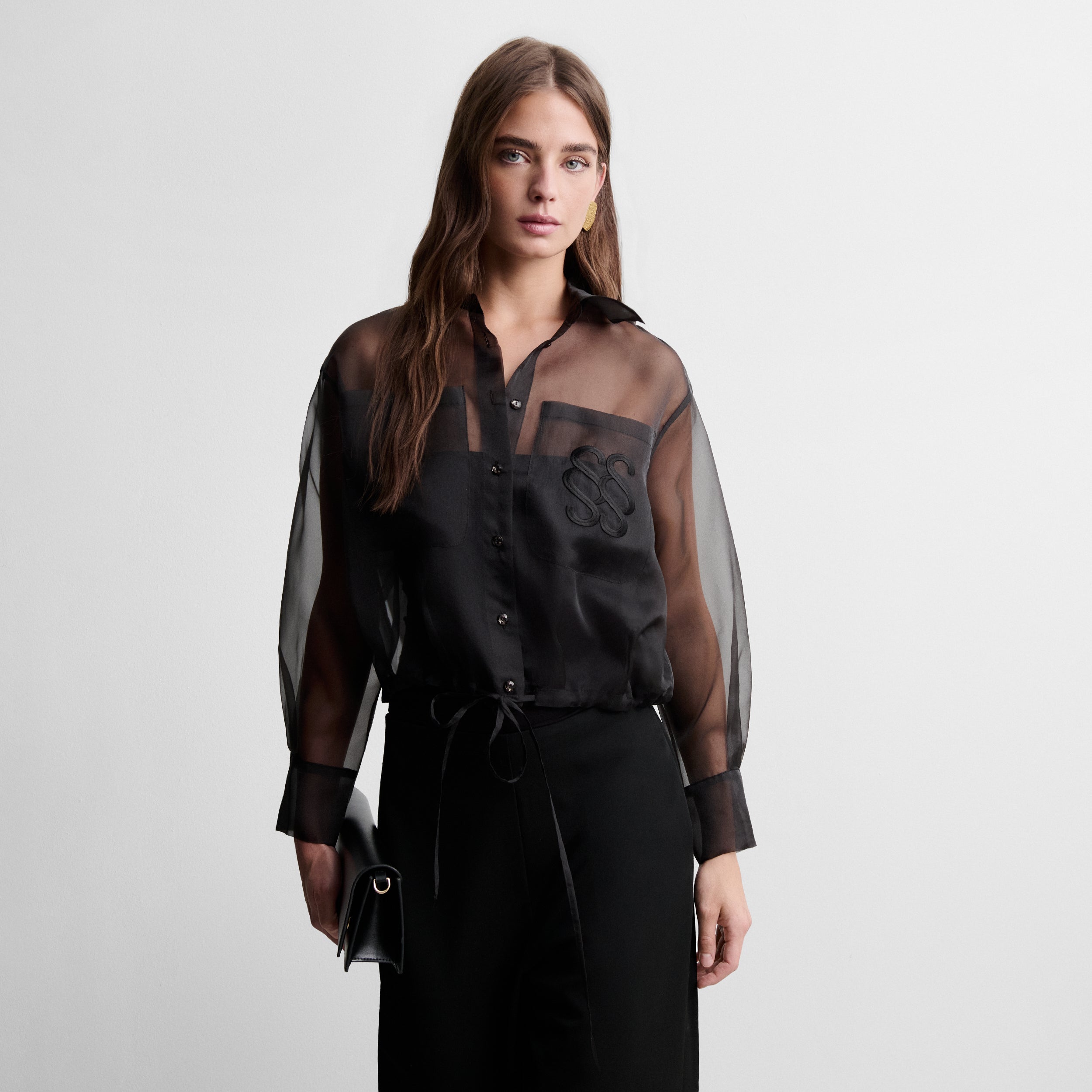 Blouse crop en organza