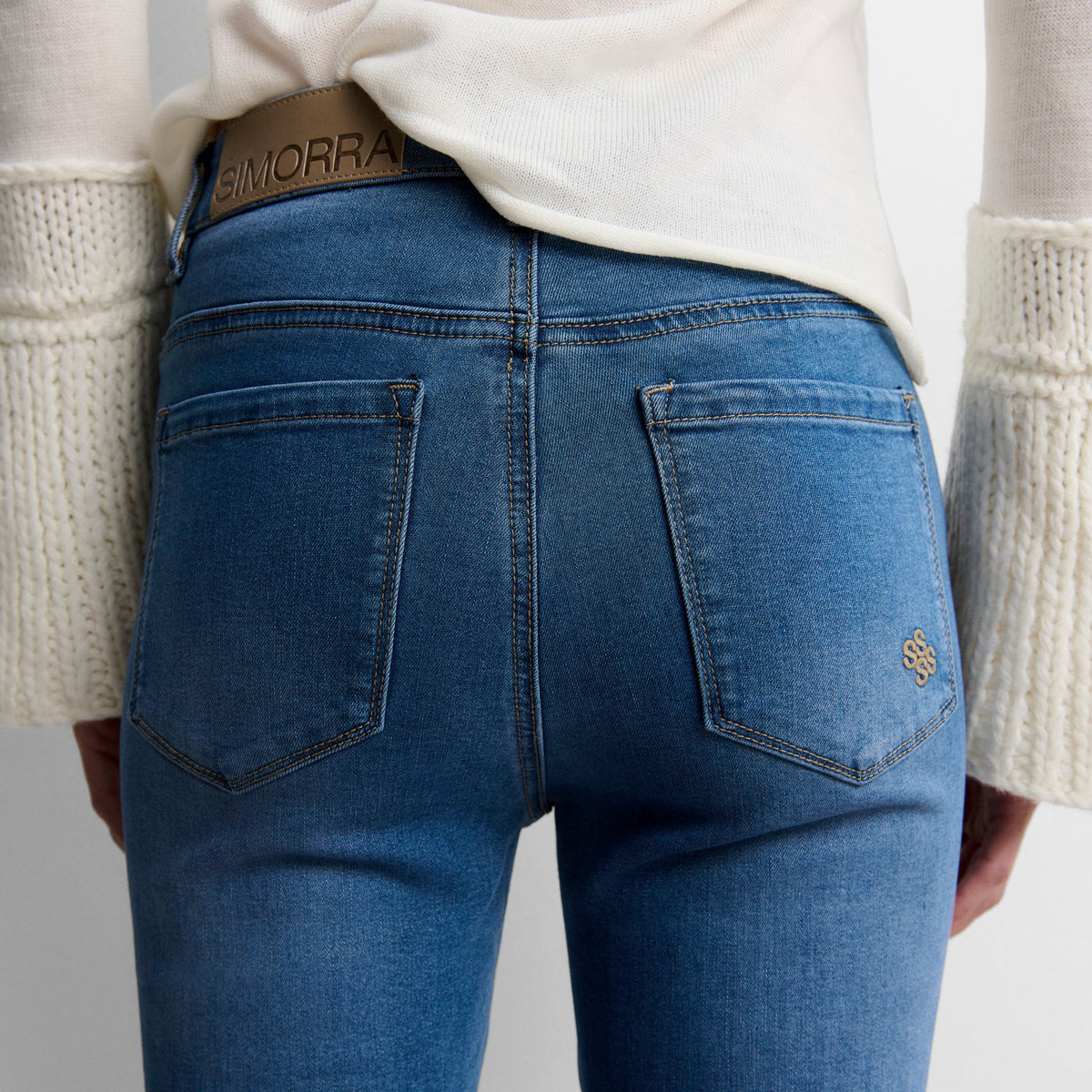 Flared denim trousers