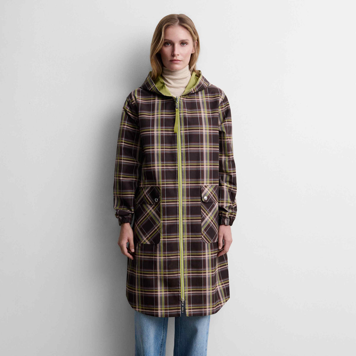 Reversible checked parka