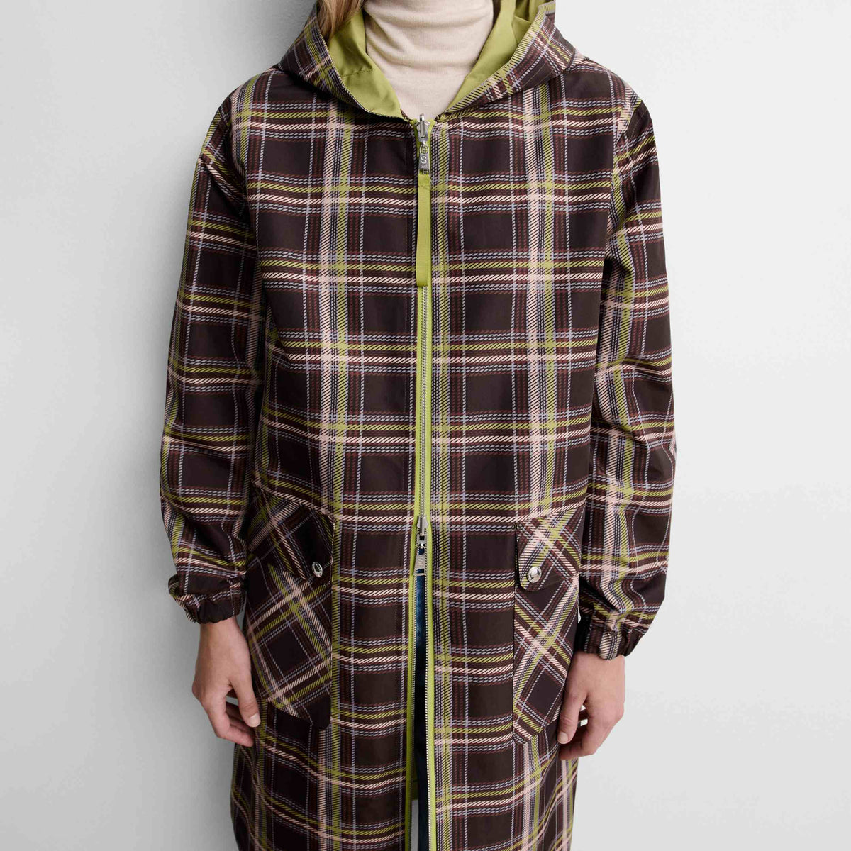 Reversible checked parka