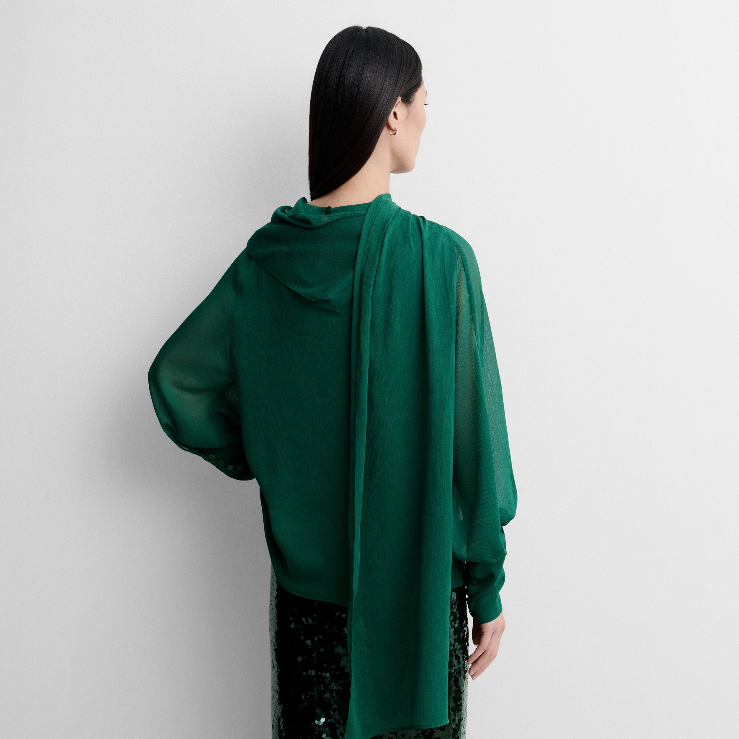 Embroidered handkerchief-hem blouse
