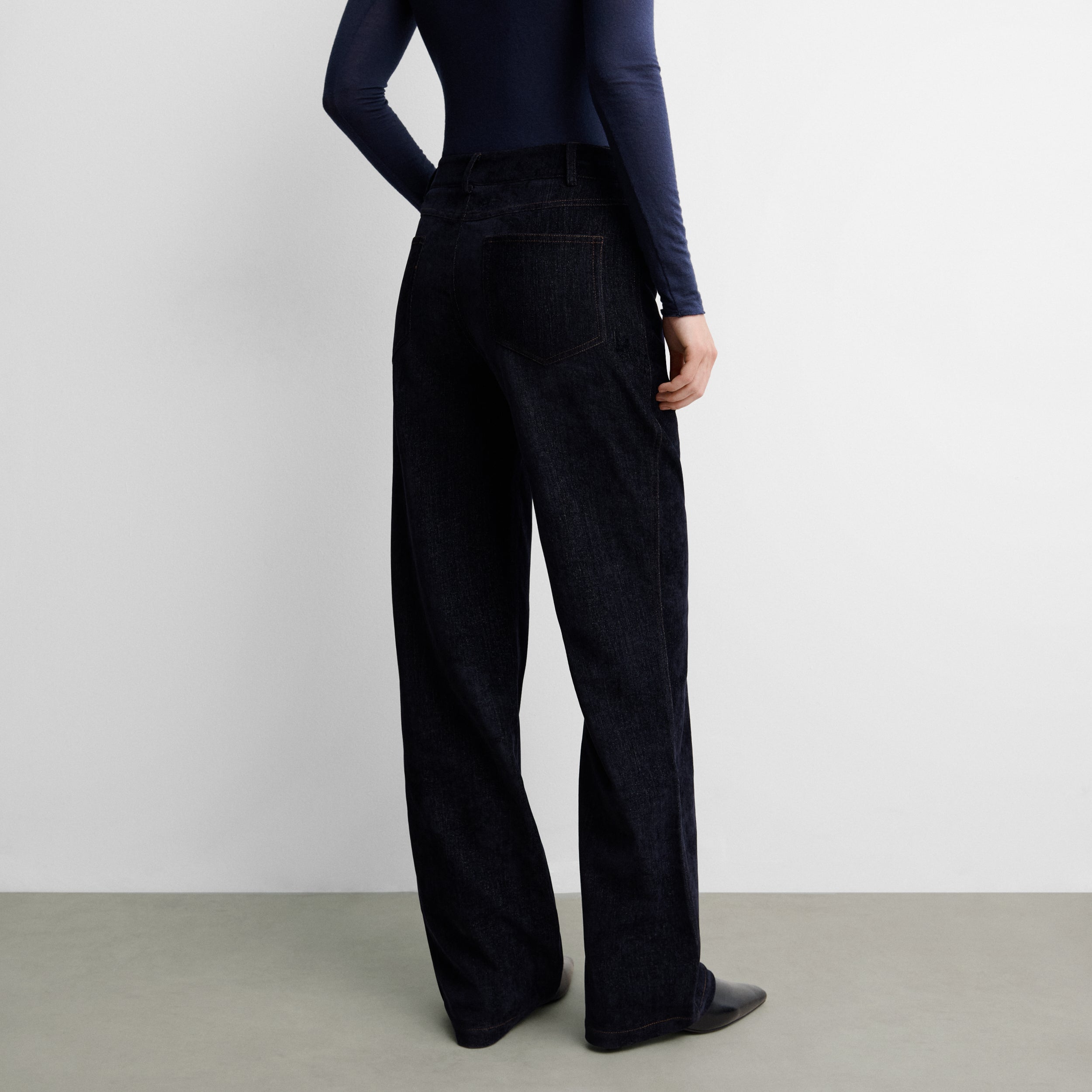 Pantalón recto efecto denim