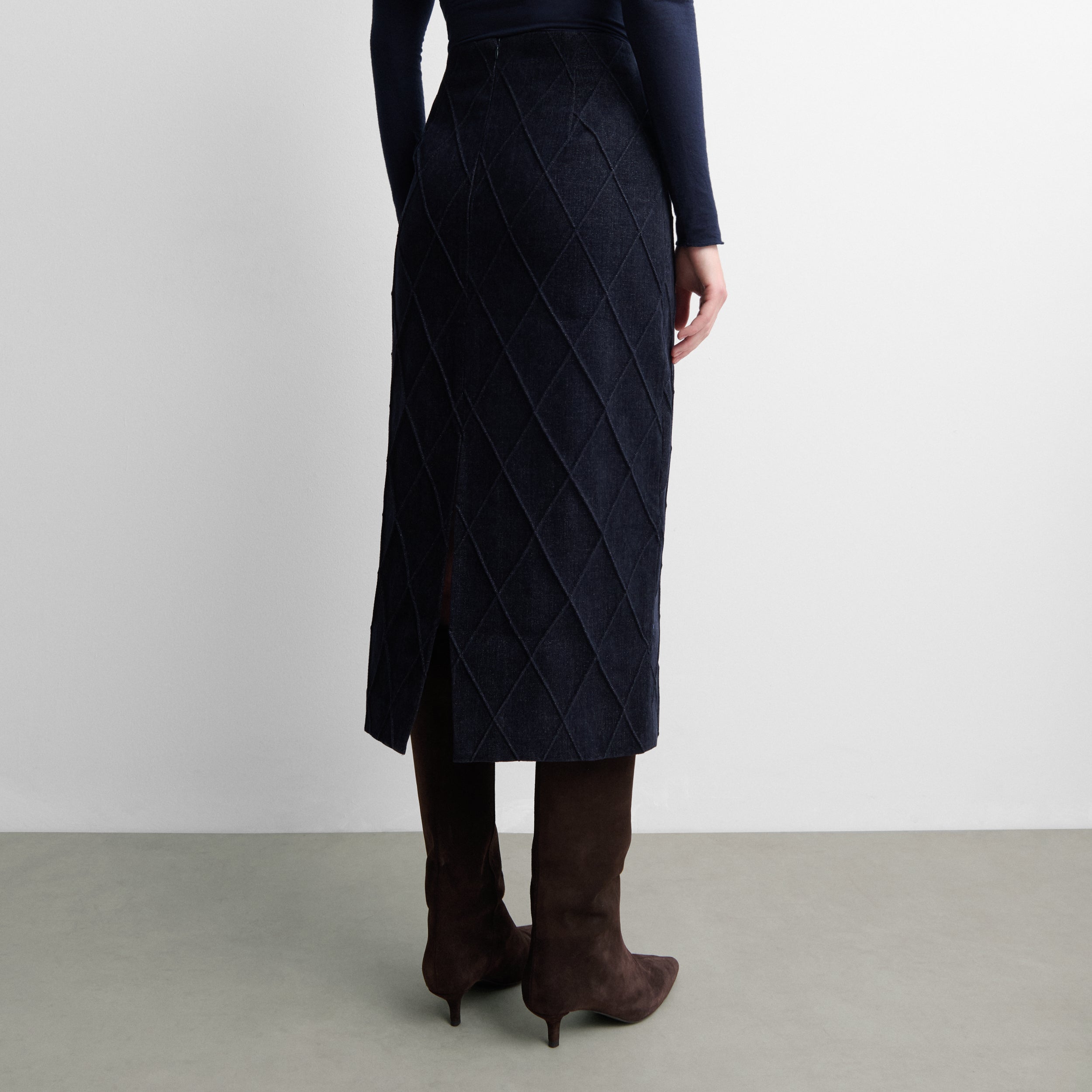 Denim-effect midi skirt