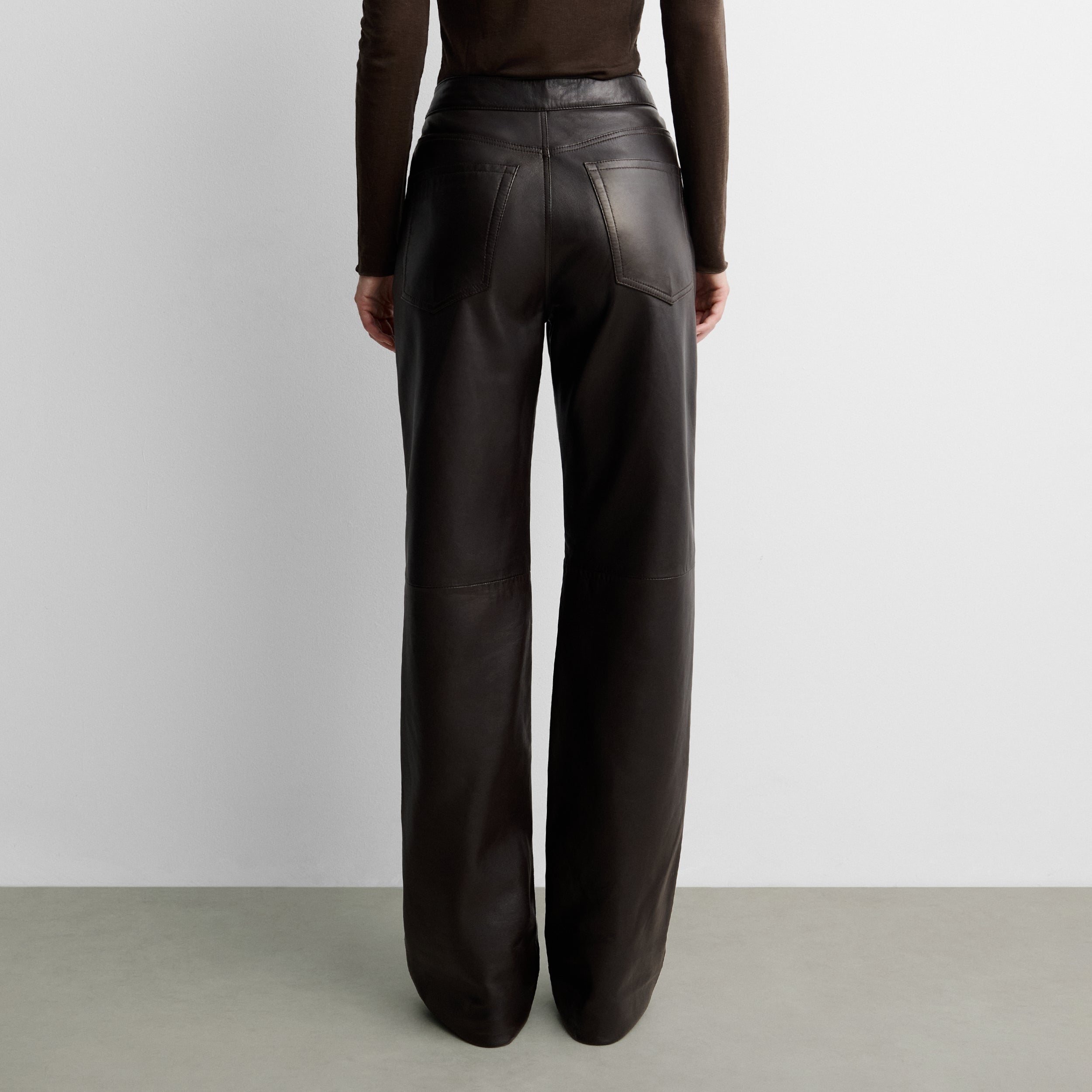 Straight faux leather trousers