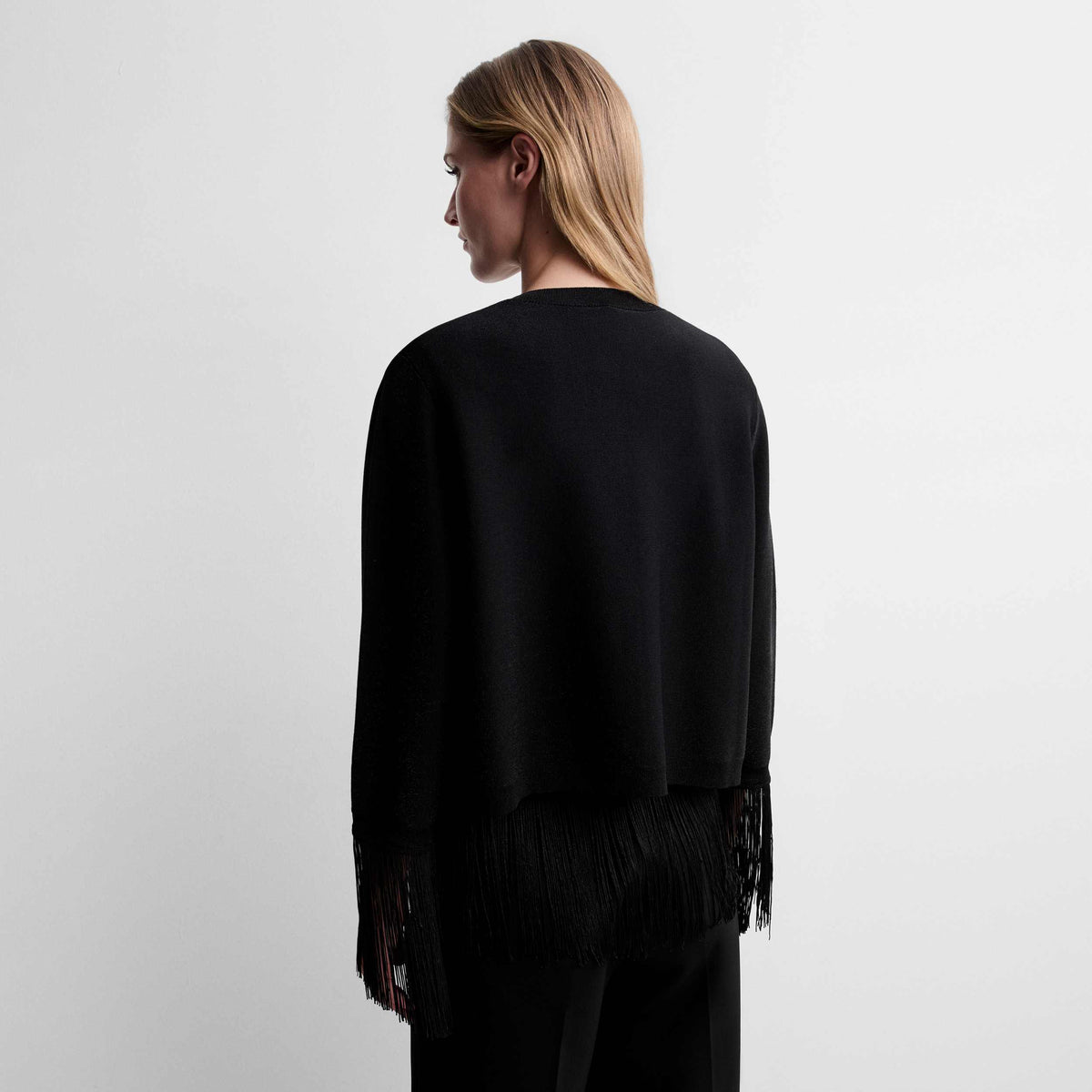 Lurex knit bolero with fringe