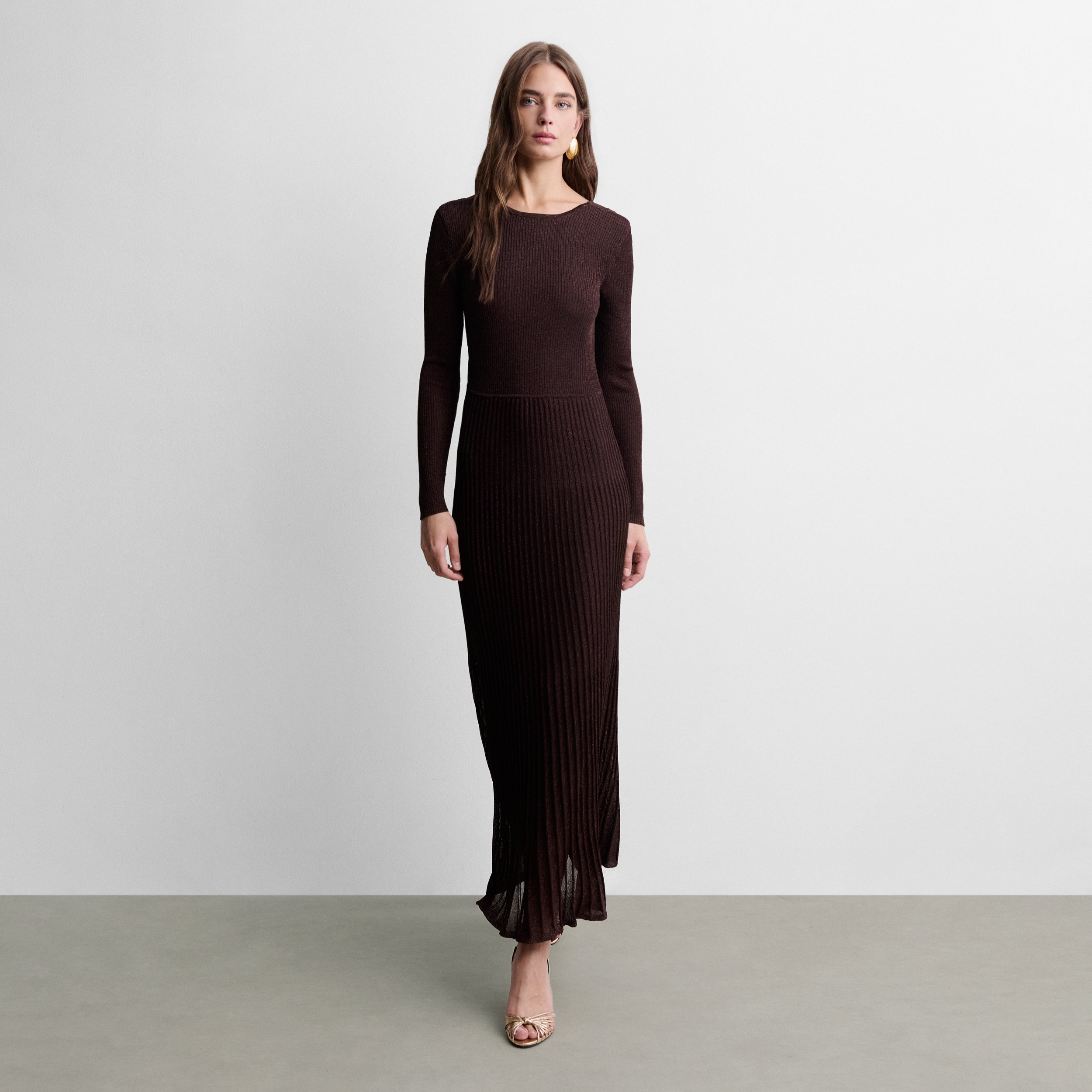 Long lurex knit dress