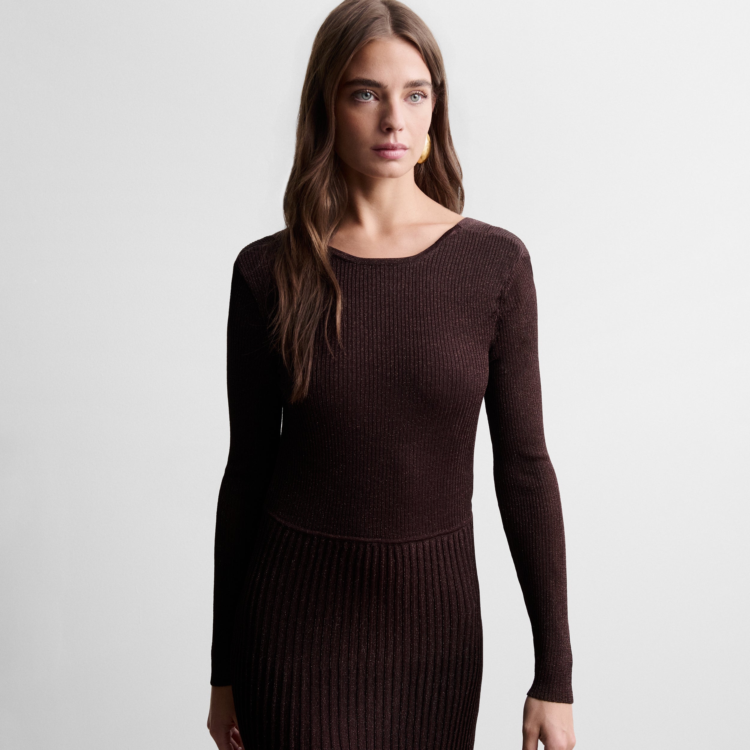 Long lurex knit dress